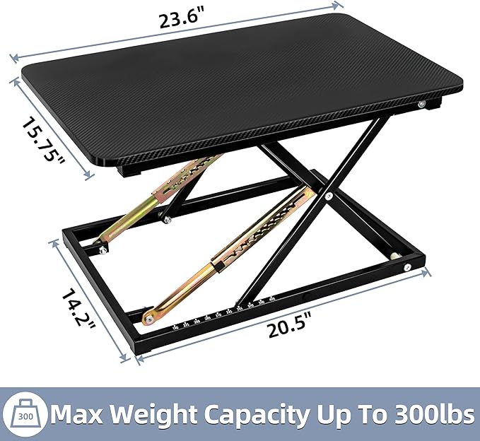 Standing Desk Converter, Height Adjustable Sit Stand Desk Converter, Fully Assembled Monitor Desk Riser for Standing or Sitting, Black, Pattern