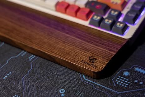 GK GAMAKAY Walnut Wood Wrist Rest - 17.32" Ergonomic Non-Slip Palm Pad for 104-Key Mechanical Keyboard (100%)