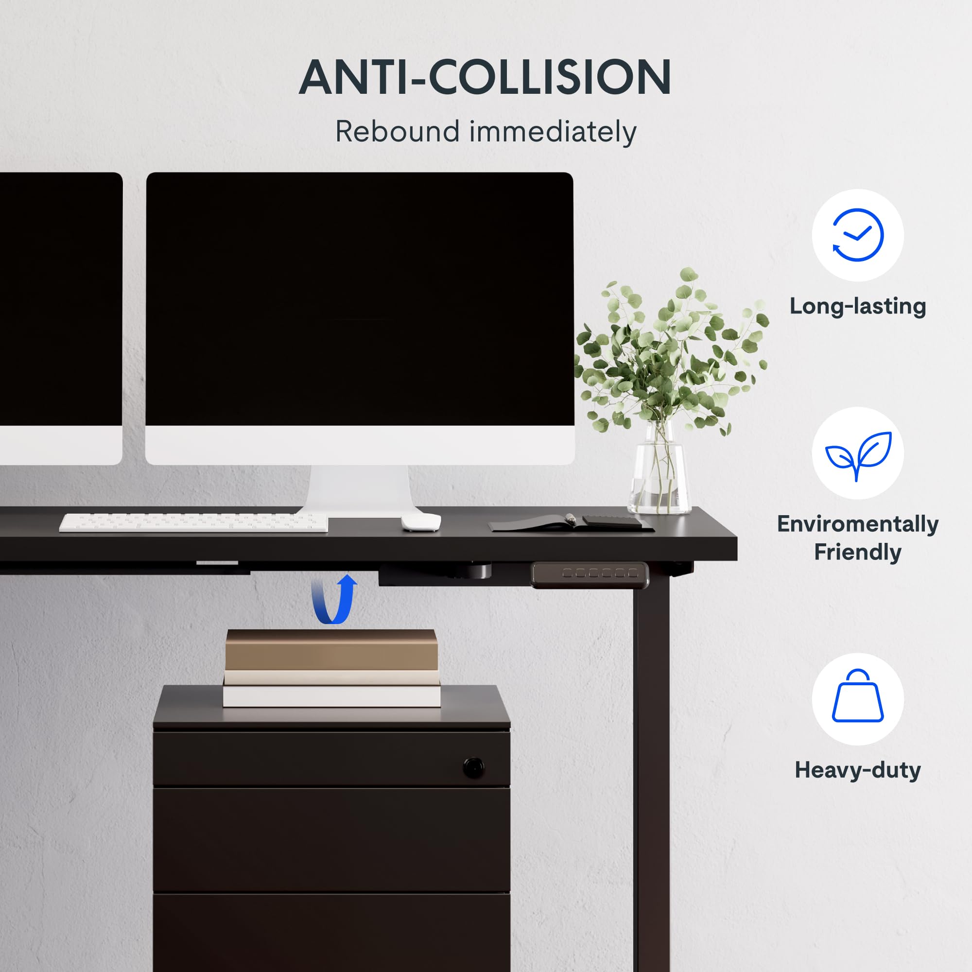 FLEXISPOT L Shaped Standing Desk, 63 x 55 Inch Electric Height Adjustable Corner Desk, Sit Stand Computer Workstation, Preset Controller, Home Office, Black Frame with Black Top