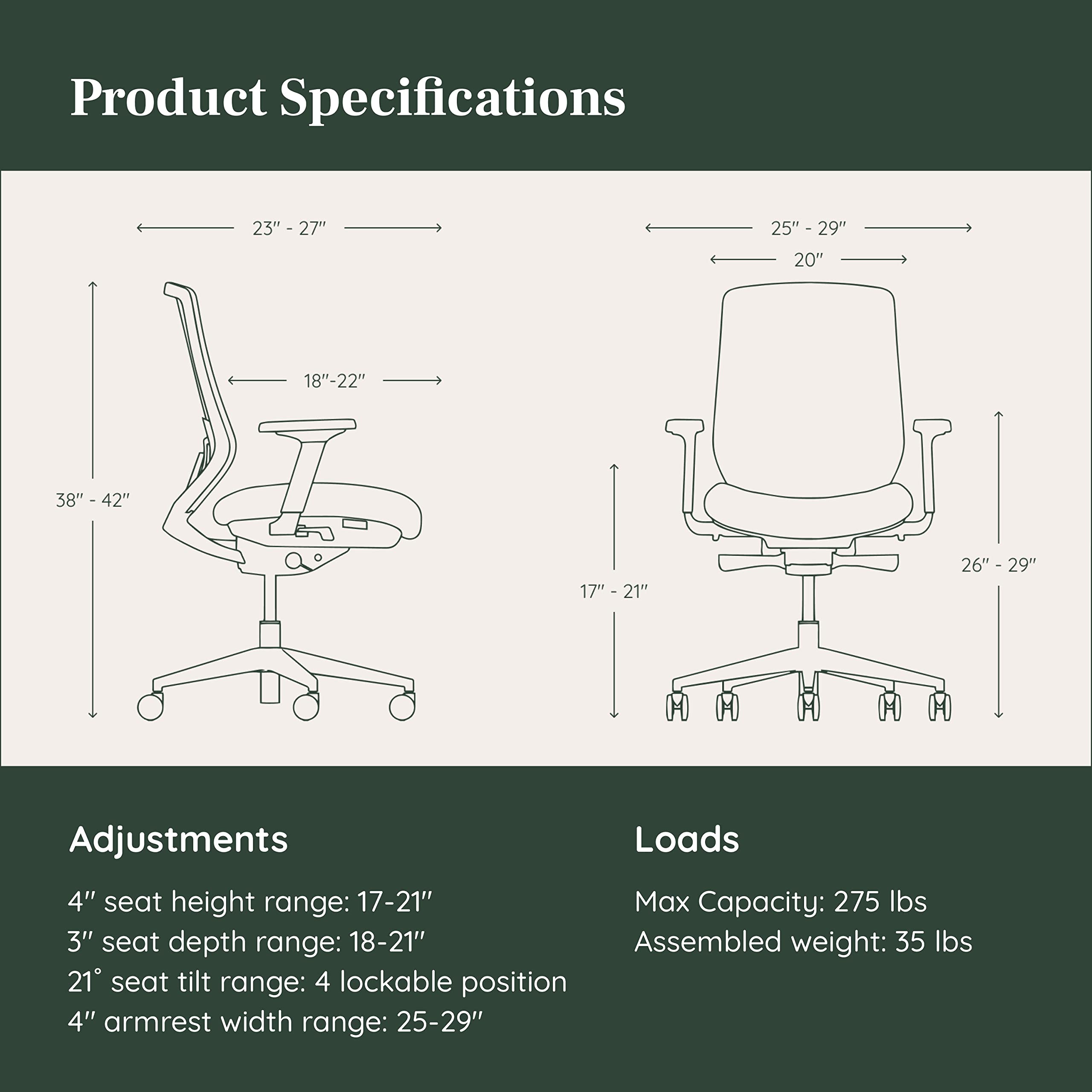 Branch Ergonomic Chair - A Versatile Desk Chair with Adjustable Lumbar Support, Breathable Mesh Backrest, and Smooth Wheels - Experience Optimal Comfort and Support - Black