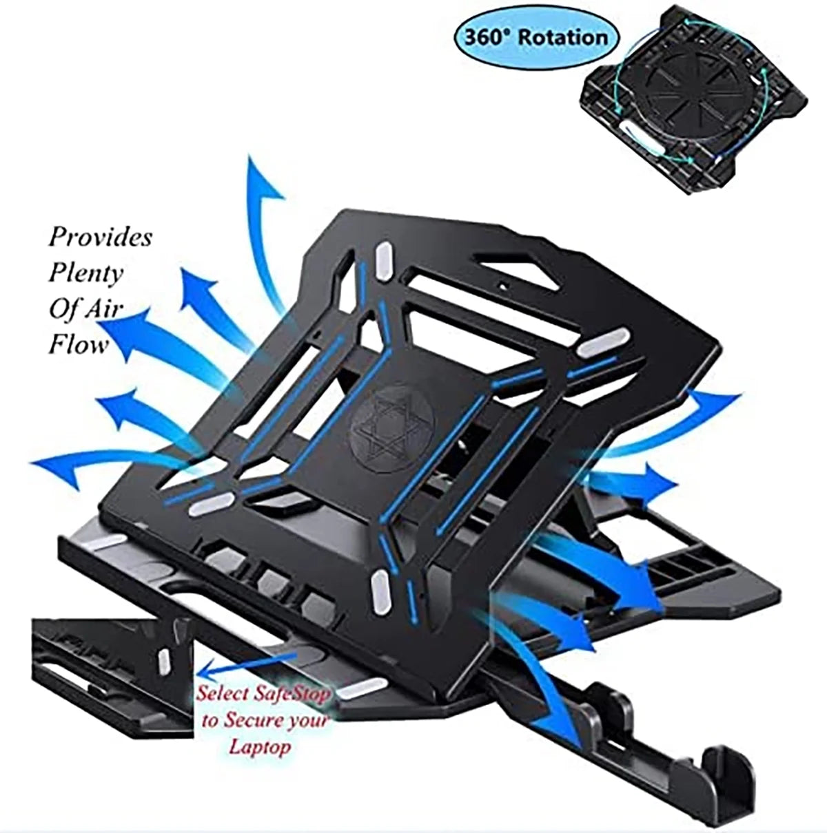 Rotatable  for 10-17" Laptops, Adjustable Height Laptop Riser for Desk, Portable Computer Stands Swivel Laptop Support with Phone Stand, Notebook Mount Holder Macbook Air Pro Lift