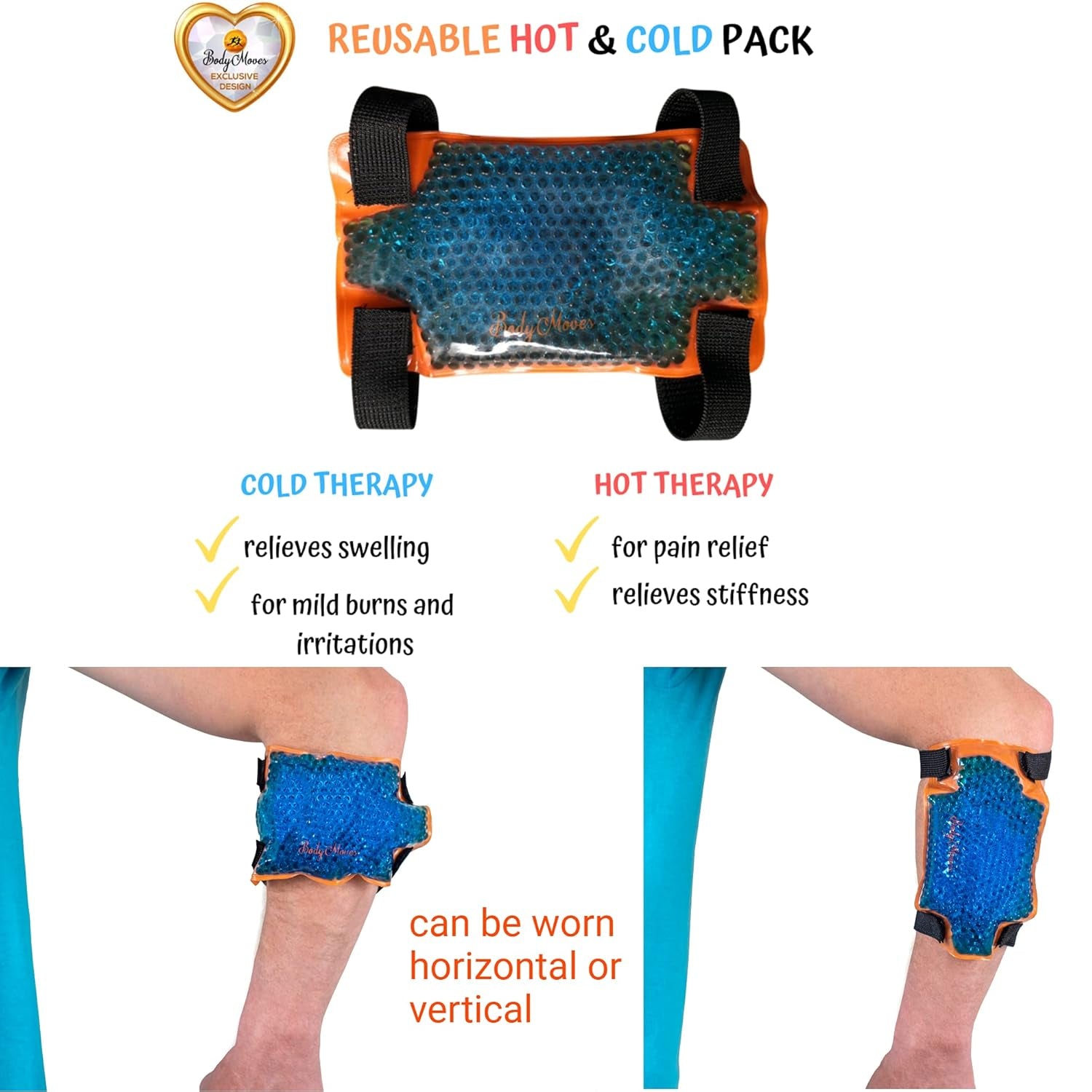 2 Elbow Braces plus Hot and Cold Gel Pack (Sporty Pink)