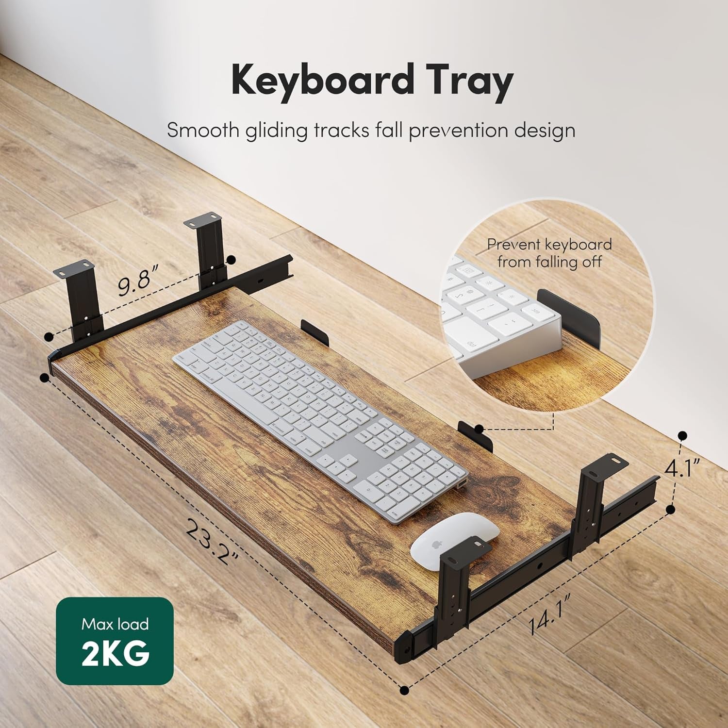 Standing Desk with Keyboard Tray, 48 × 24 Inches Electric Height Adjustable, Sit Stand up Desk, Computer Office Desk, Rustic Brown