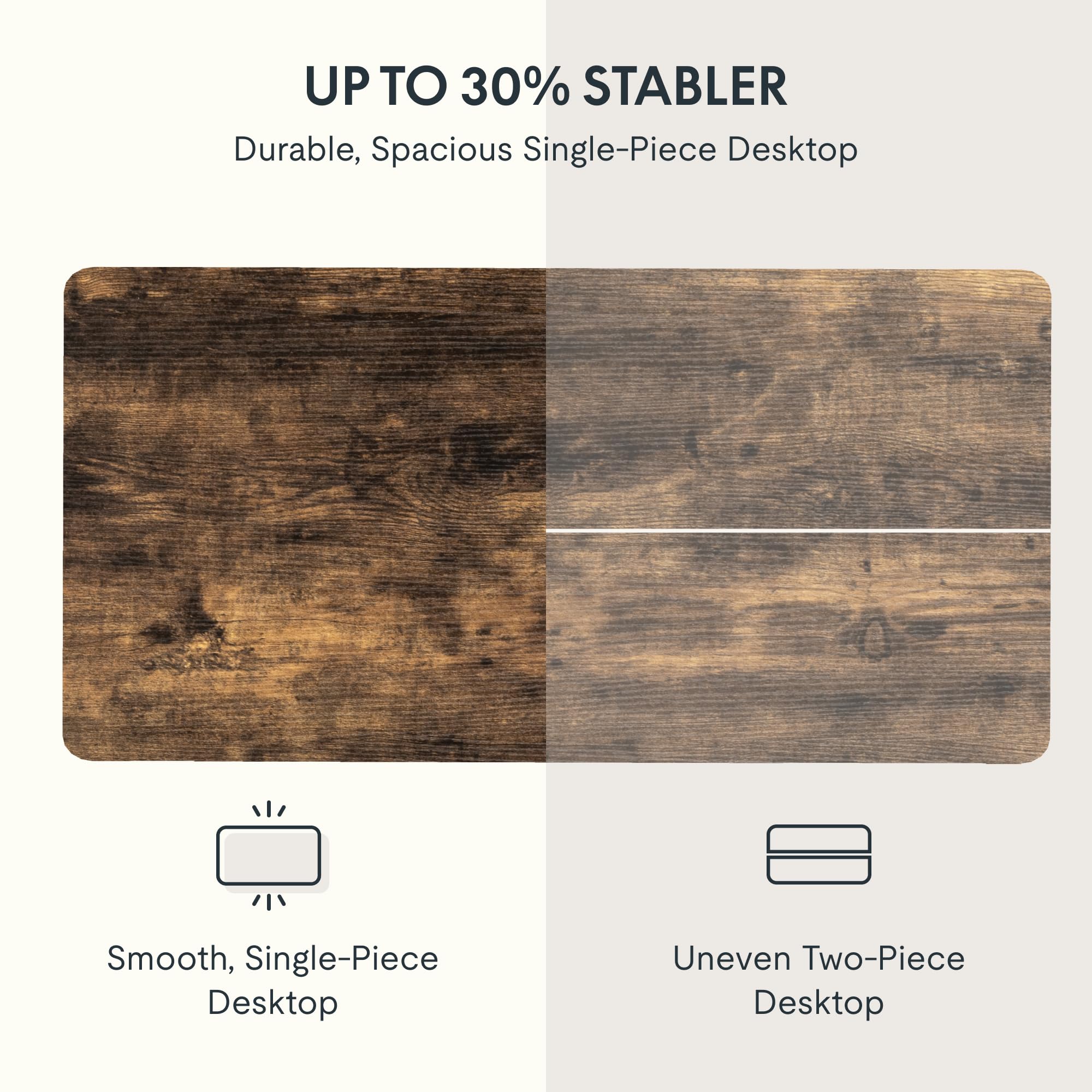 FLEXISPOT EN2 Whole-Piece Standing Desk with Clamp Power Strip, 55 x 28 Electric Stand Up Height Adjustable Desk with Cable Management (Black Frame + 55" Rustic Brown Desktop, 2 Packages)