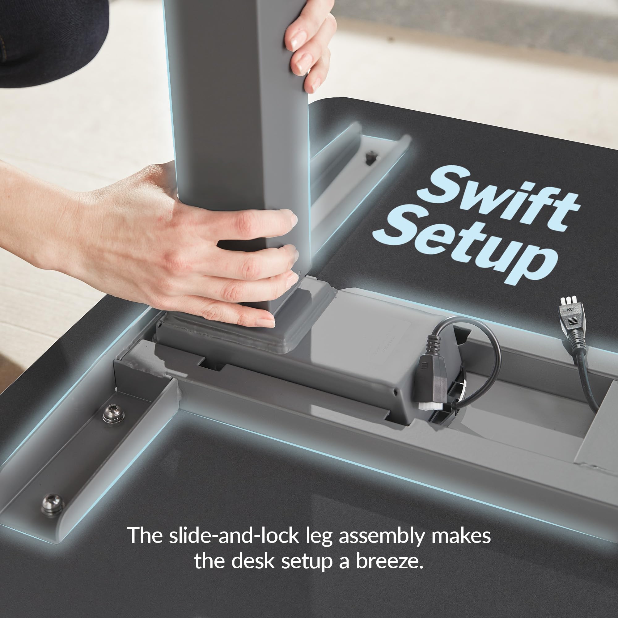 Vari ComfortEdge 80x60 L-Shape Electric Standing Desk – Height Adjustable Sit-Stand VariDesk for Corner Office with Reversible Left/Right Design + Black Laminate Top/Slate Legs (Ships in 3 Boxes)