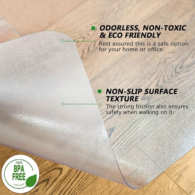 Large 45" x 53" Office Chair Mat for Hardwood Floor - Clear Floor Protector with Easy Glide for Home & Office