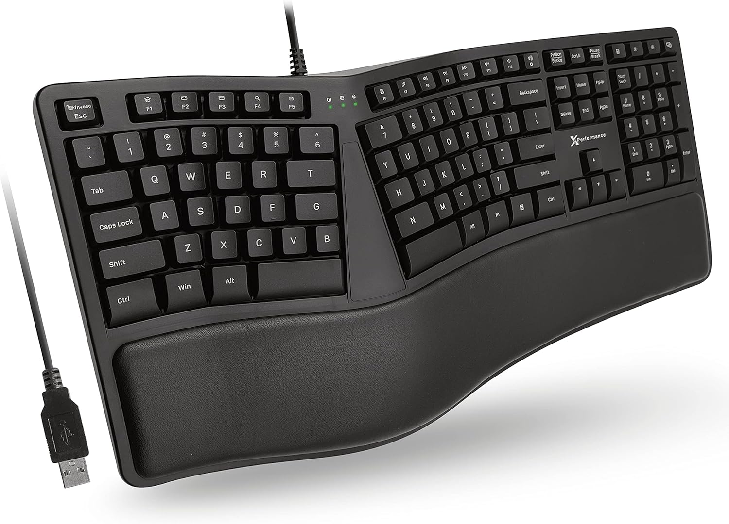 X9 Wired Ergonomic Split Keyboard with Cushioned Wrist Rest