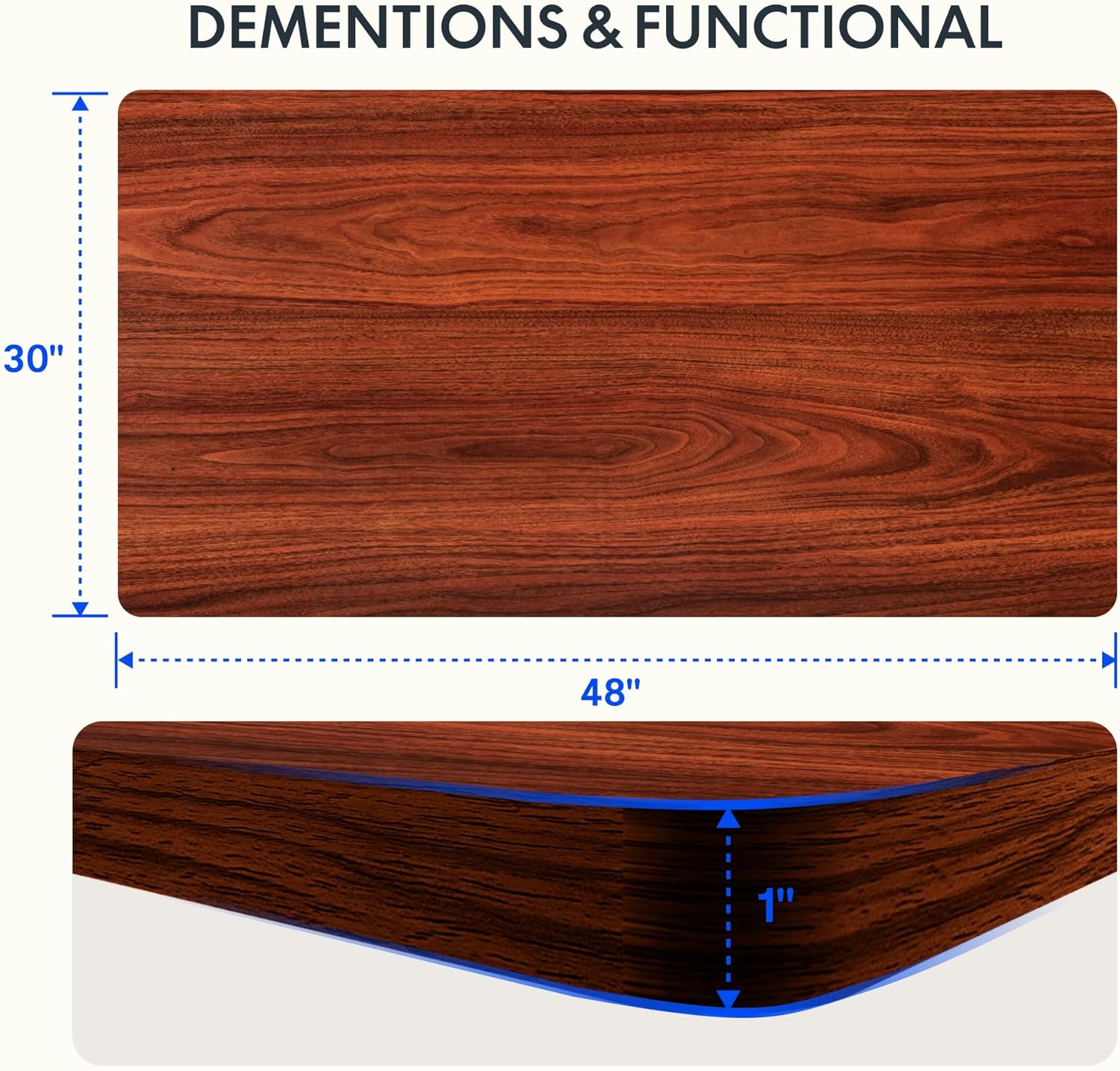 FLEXISPOT EN2 Electric Standing Desk - 48" x 30" Whole-Piece Height Adjustable Desk with Clamp Power Strip & Cable Management (Gray Frame/Mahogany Top)