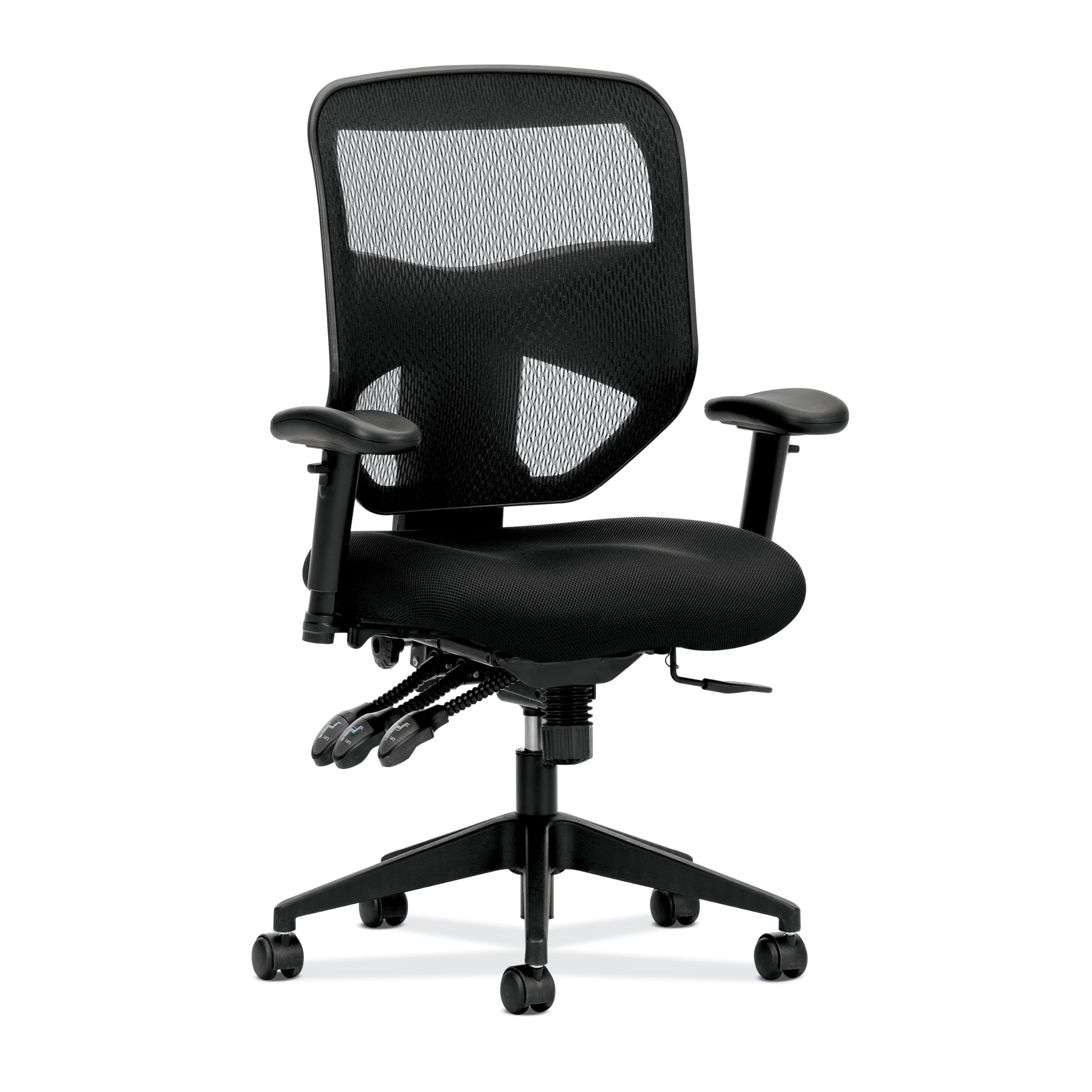 HON Prominent Mesh Ergonomic Office Chair with Adjustable Arms, Back Support, 360° Swivel Task Chair for Computers, Desk, Home Office, ASynchro-Tilt Recline, Black