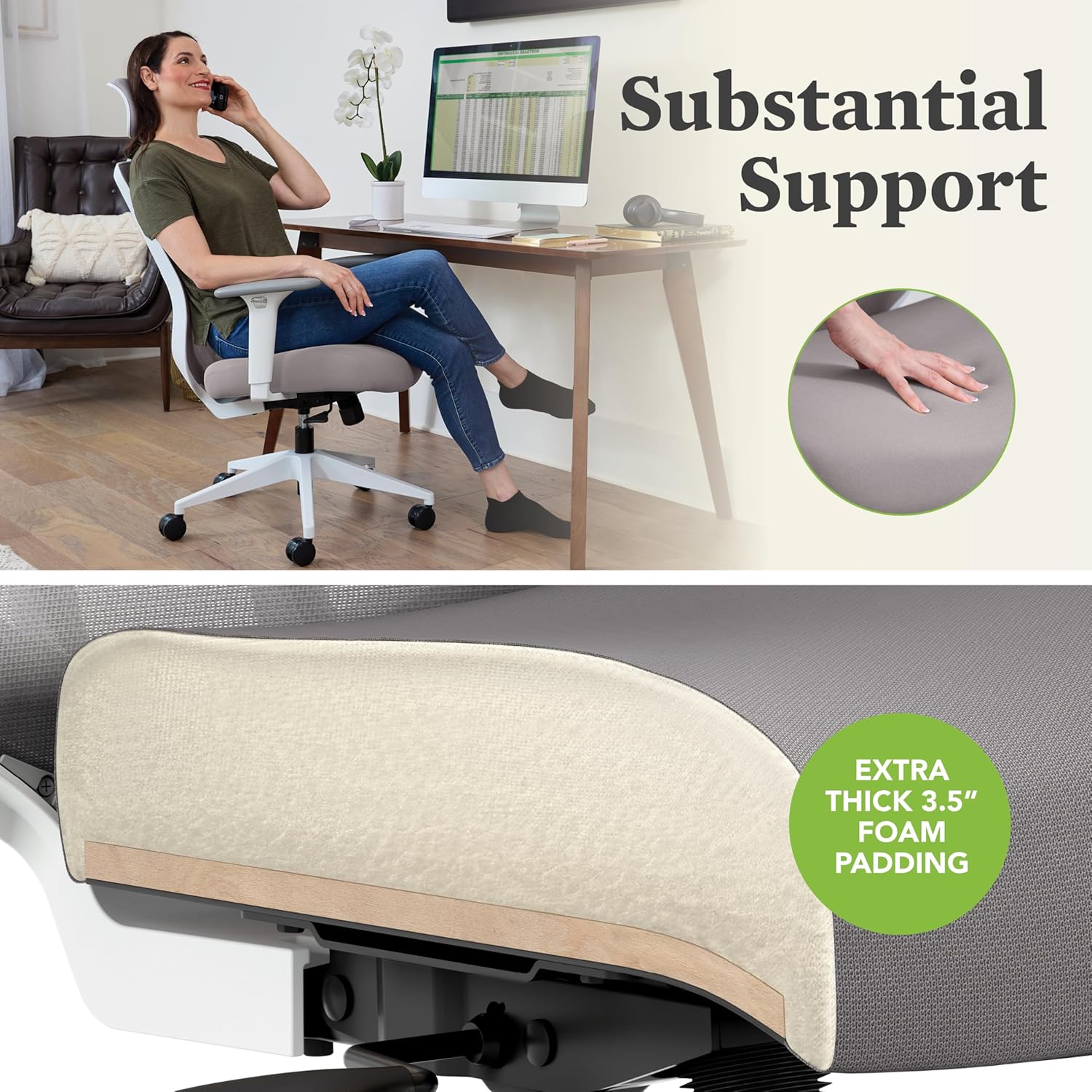 HON Altern Ergonomic Office Chair with Headrest, Arms, Wheels, Foam Cushion Seat, Mid Back Home Office Desk Chair Comfy, Height Adjustable Arms, Synchro-Tilt