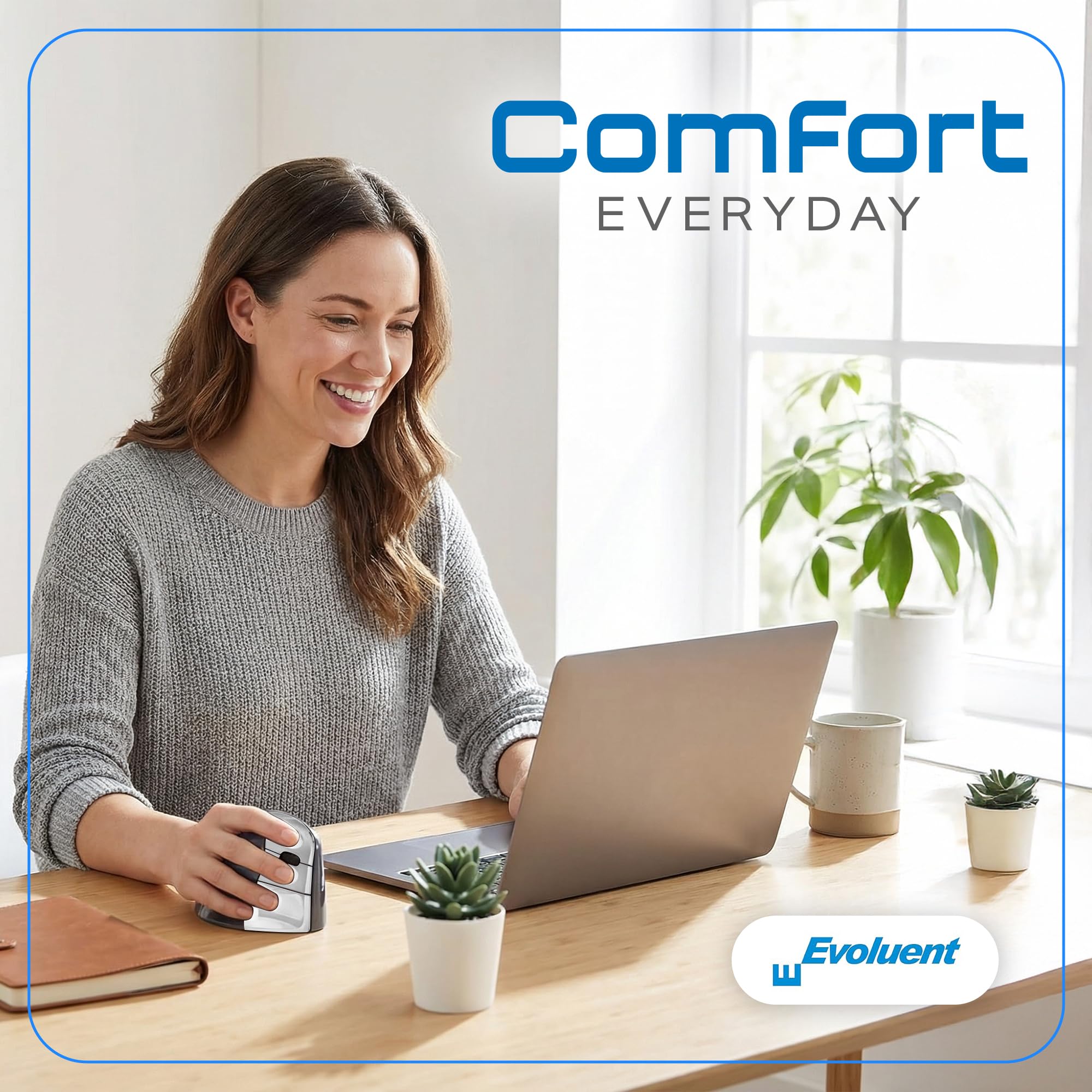 Evoluent – Inventor of The Vertical Mouse – VMC Vertical Ergonomic Mouse Wireless USB/Bluetooth Ergo Design for Right Hand M-L, Sculpted Comfort, 4 Speeds, Copy & Paste Buttons