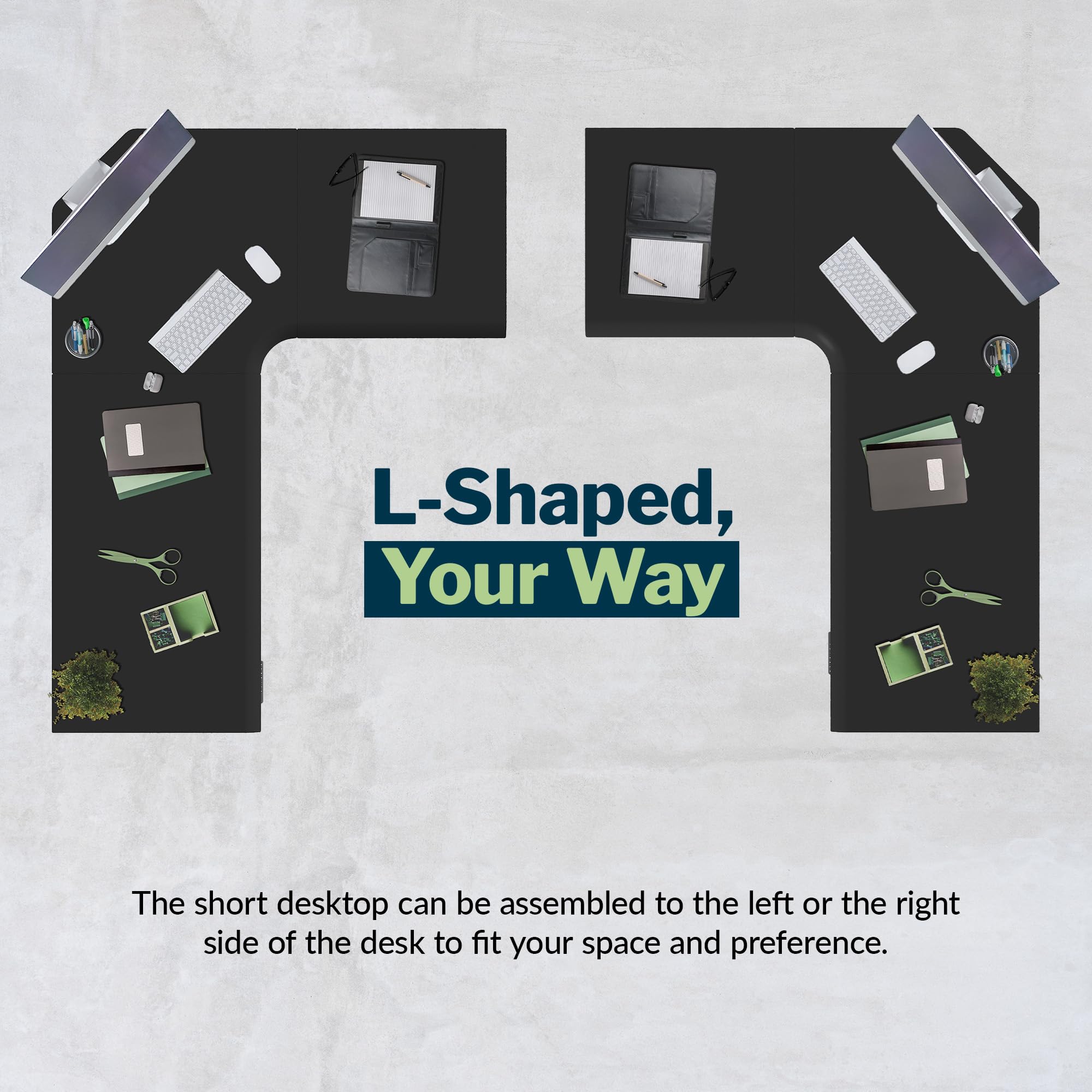 Vari ComfortEdge 80x60 L-Shape Electric Standing Desk – Height Adjustable Sit-Stand VariDesk for Corner Office with Reversible Left/Right Design + Black Laminate Top/Slate Legs (Ships in 3 Boxes)