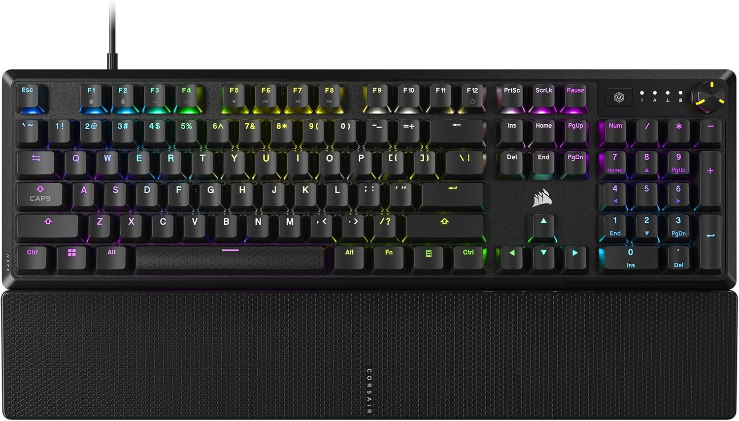 CORSAIR K70 CORE RGB Mechanical Wired Gaming Keyboard with Palmrest – Pre-Lubed MLX Red Linear Switches, SOCD, ABS Double-Shot Keycaps, Sound Dampening, Media Control Dial, QWERTY NA