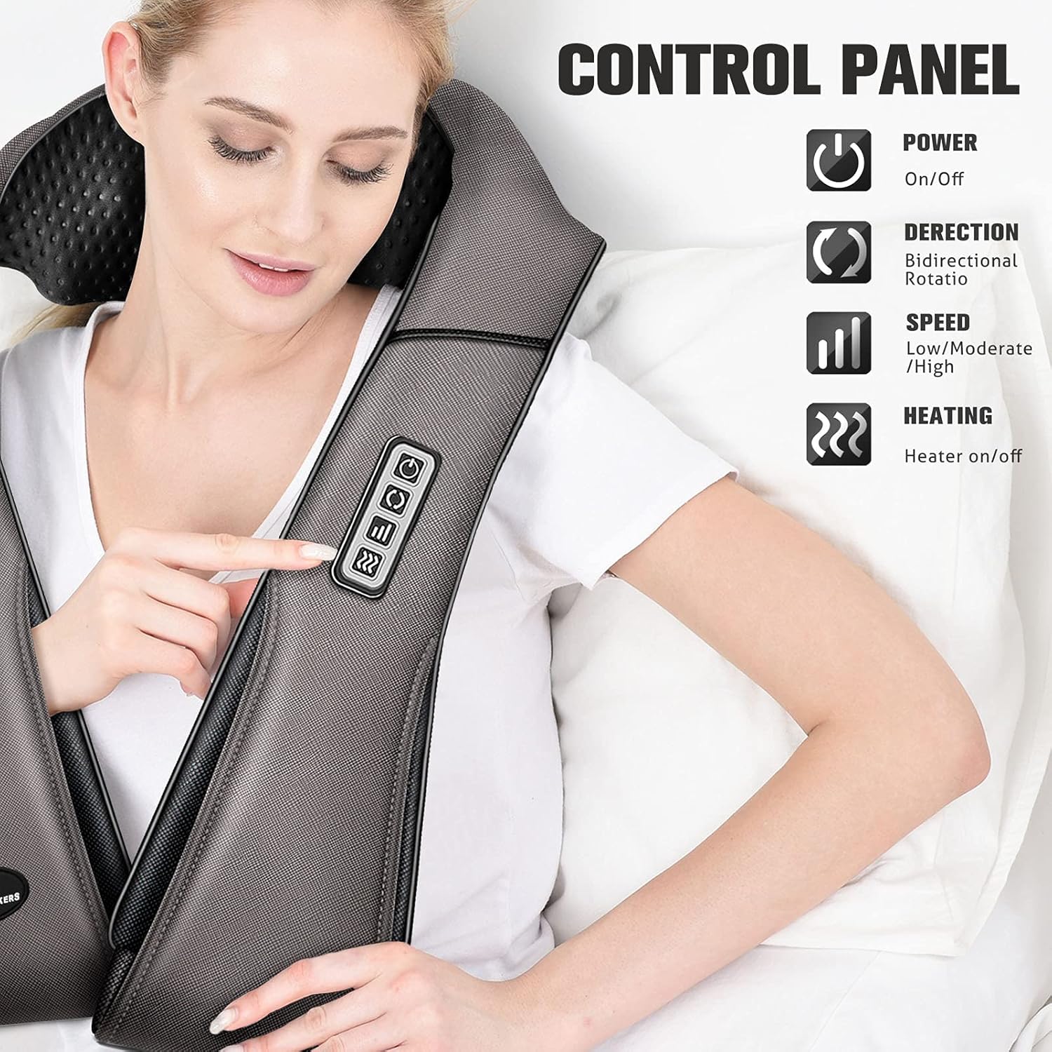 MagicMakers Neck Massager with Heat - Shiatsu Kneading Back & Shoulder Massager for Pain Relief & Muscle Soreness