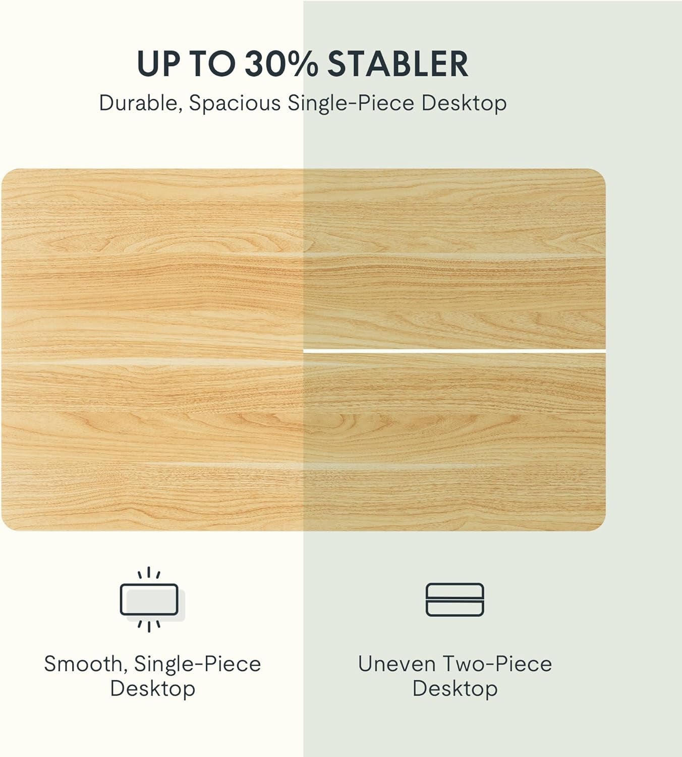 EN1 Whole-Piece Standing Desk 48" X 30" Electric Height Adjustable Stand up Desk Frame W/Automatic Smart Keypad (Black Frame + Maple Top, 2 Packages)