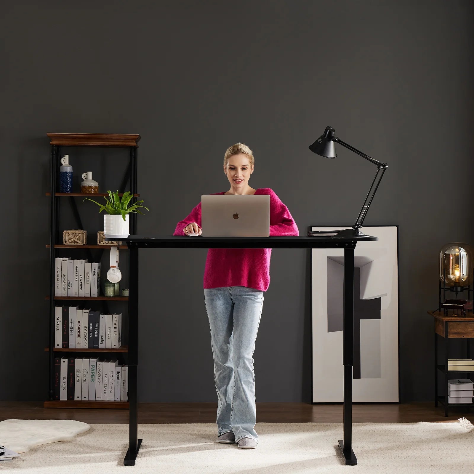 Electric Standing Desk, 55''X24'' Height Adjustable Desk, Home Office Desk with Electric Lift, Sit Stand Desk Workstation for Home Office, Black