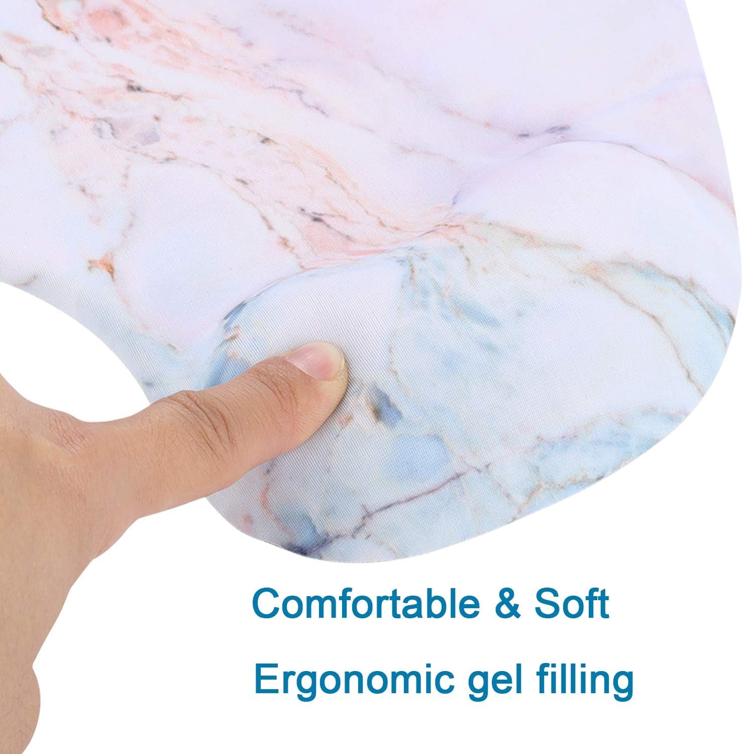 Ergonomic Computer Mouse Pad with Wrist Rest Support, Pain Relief Mouse Pad with Non-Slip PU Base for Home Office Working Studying (Colorful Marble)