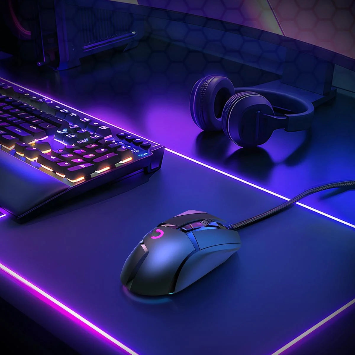 Gaming Mouse, Wired Optical Gaming Mouse, 16000 DPI, 8 Programmable Buttons, RGB Lighting, Black