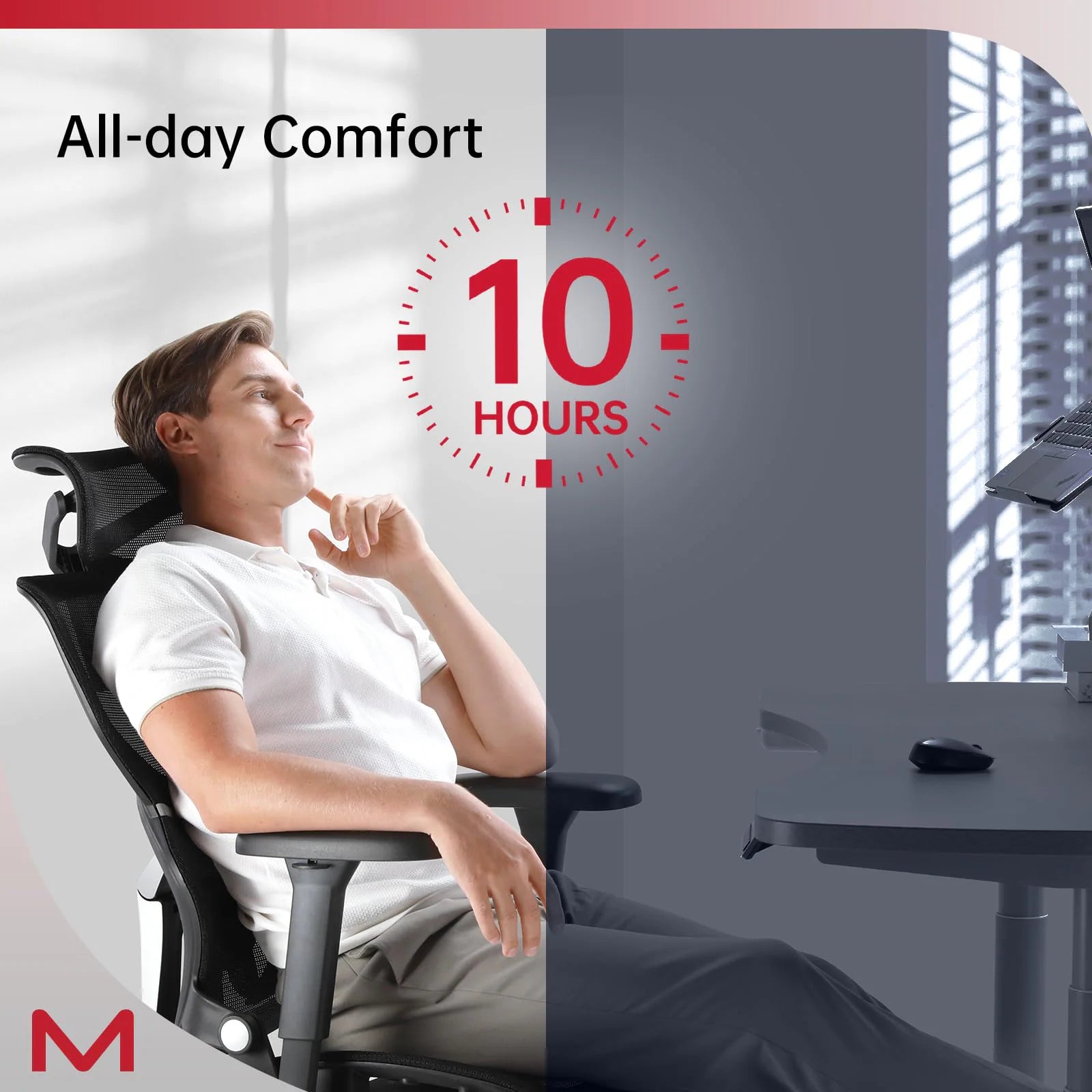 Ergonomic Office Chair with Footrest Home Office Chair with Soft Rubber Lumbar Support Tilt Mesh Computer Chair