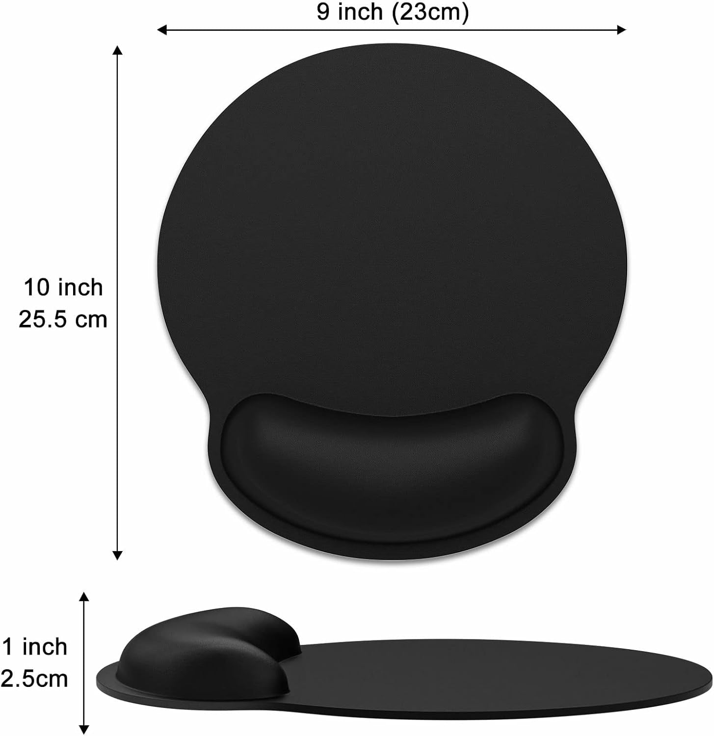 Ergonomic Mouse Pad with Wrist Support, Comfortable Memory Foam Wrist Rest for Easy Typing Pain Relief, Cute Computer Gaming Desktop Mouse Mat with Non-Slip Base for Laptop, Office, Jet Black