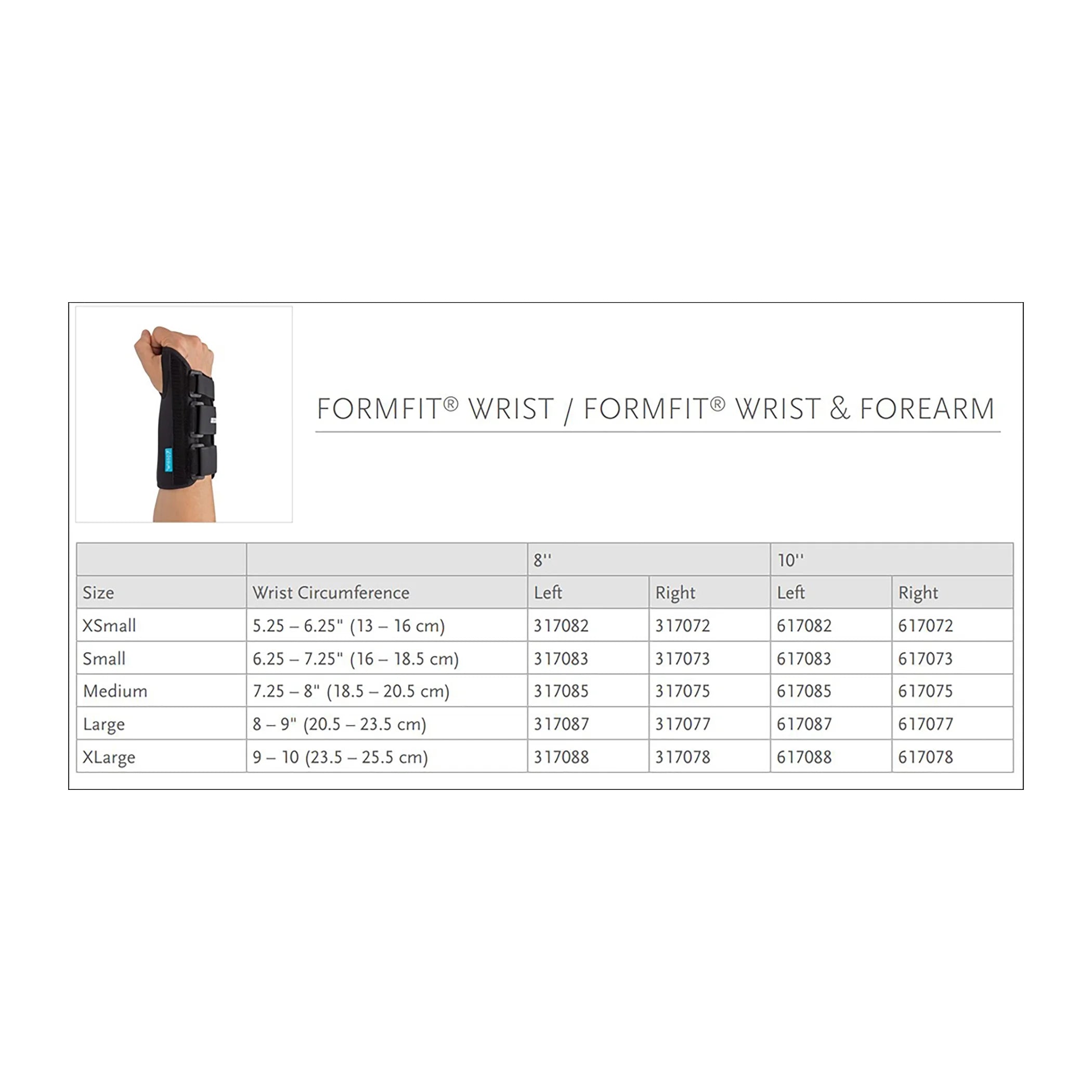 Formfit Black Aluminum / Cotton / Polyester Hook and Loop Strap Wrist Brace for Left Hand 317083