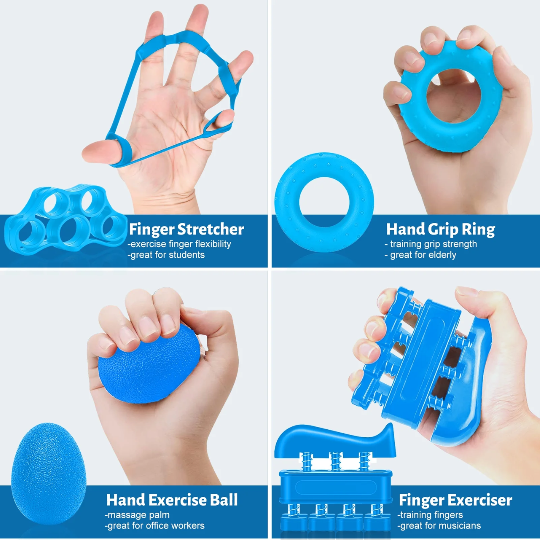 Cyrico 5-in-1 Hand Grip Strengthener - Adjustable Forearm Grip Strength Trainer for Finger & Wrist (Blue)