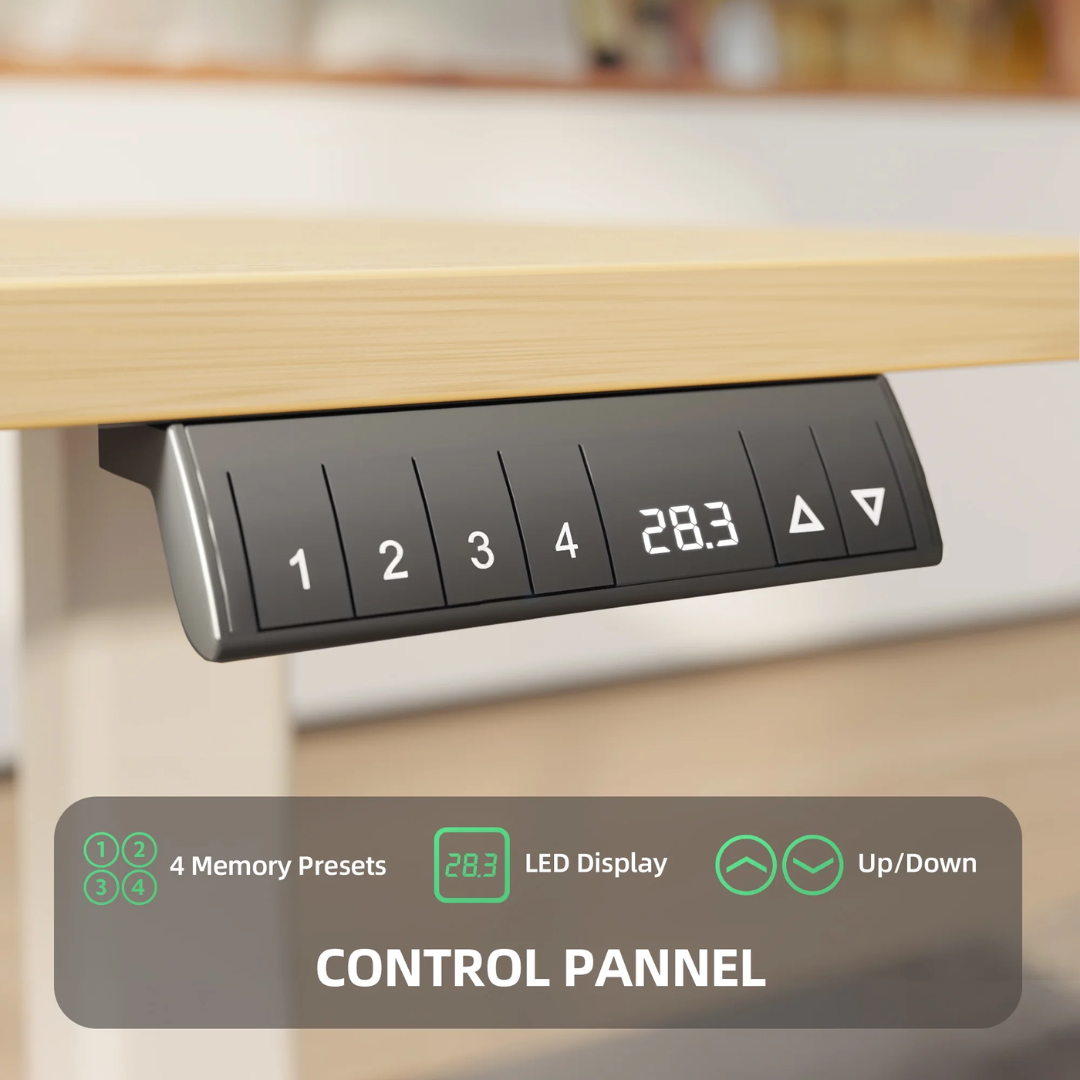 INNOVAR L-Shaped Electric Standing Desk - 63" x 55" Dual Motor Adjustable Height Corner Desk with Splice Board (Bamboo Top)