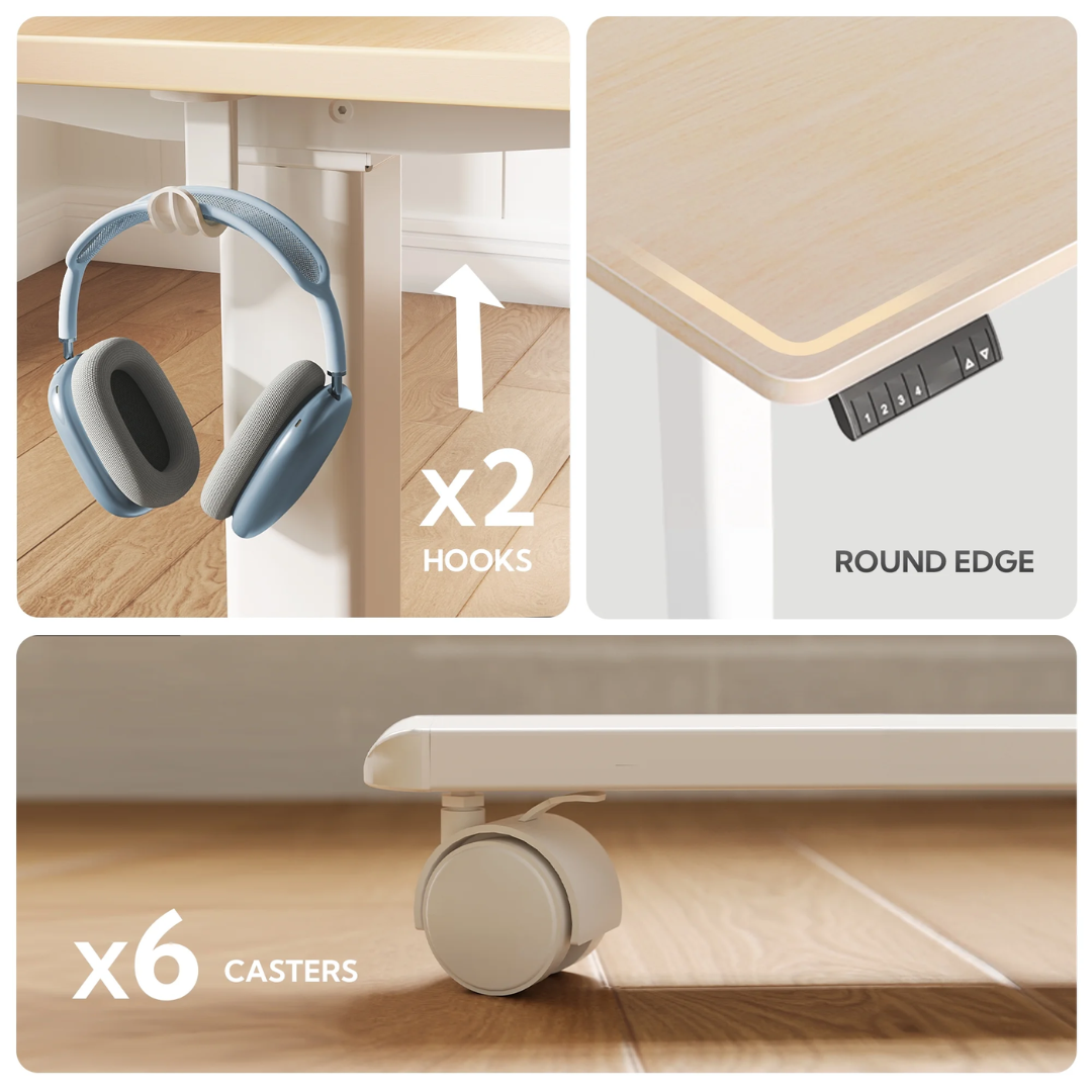 INNOVAR L-Shaped Electric Standing Desk - 63" x 55" Dual Motor Adjustable Height Corner Desk with Splice Board (Bamboo Top)