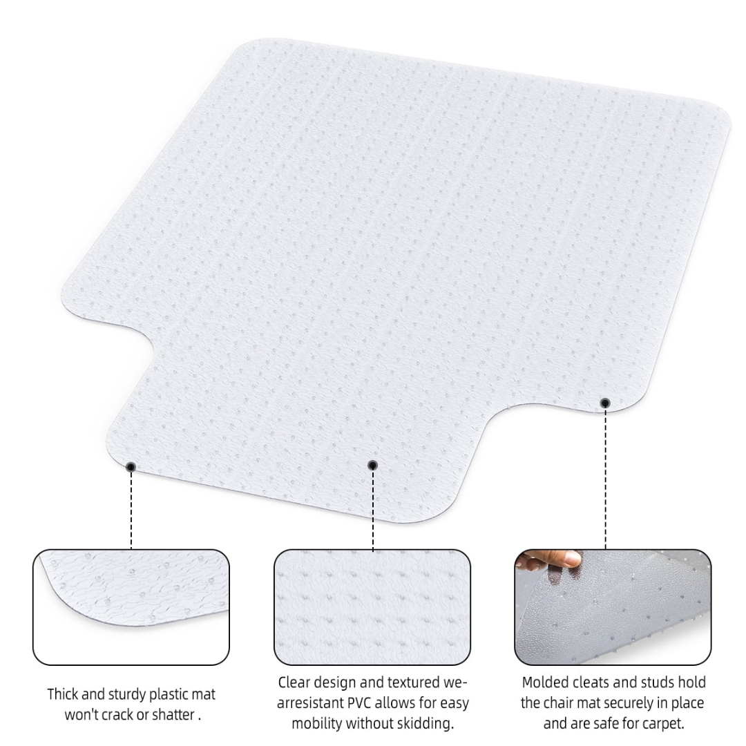 GPED Office Carpet Chair Mat, 36" x 48" Carpet Protector Mat with Lip for Home, Gaming Floor