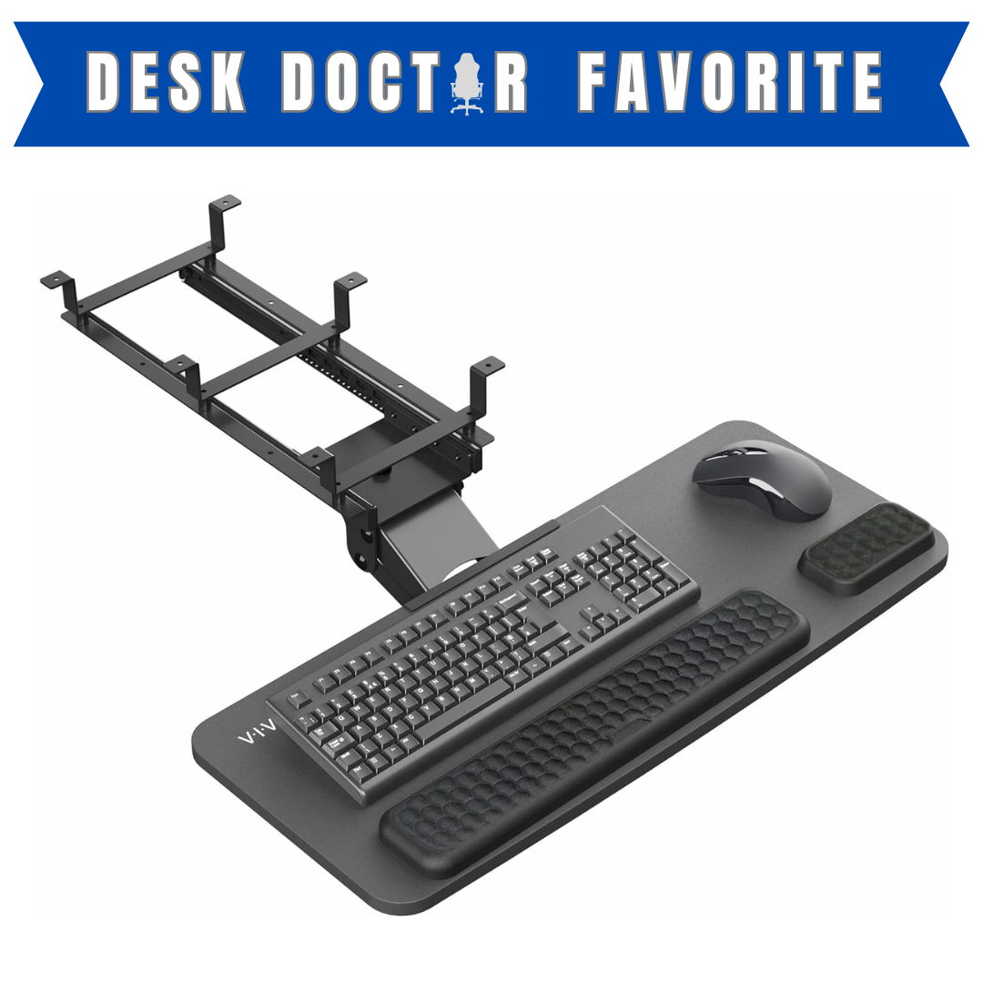 VIVO Premium Adjustable Computer Keyboard and Mouse Platform Tray, Ergonomic Under Table Desk Mount Drawer with Padding, Black, MOUNT-KB27P-B