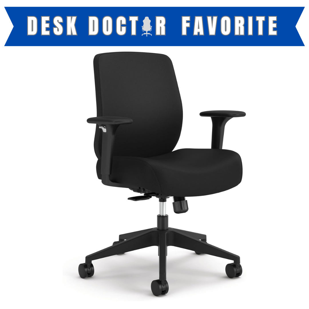 HON Altern Ergonomic Fabric Office Chair with Arms, Wheels, Foam Cushion Seat, Low Back Home Office Desk Chair Comfy, Height Adjustable Arms, Synchro-Tilt