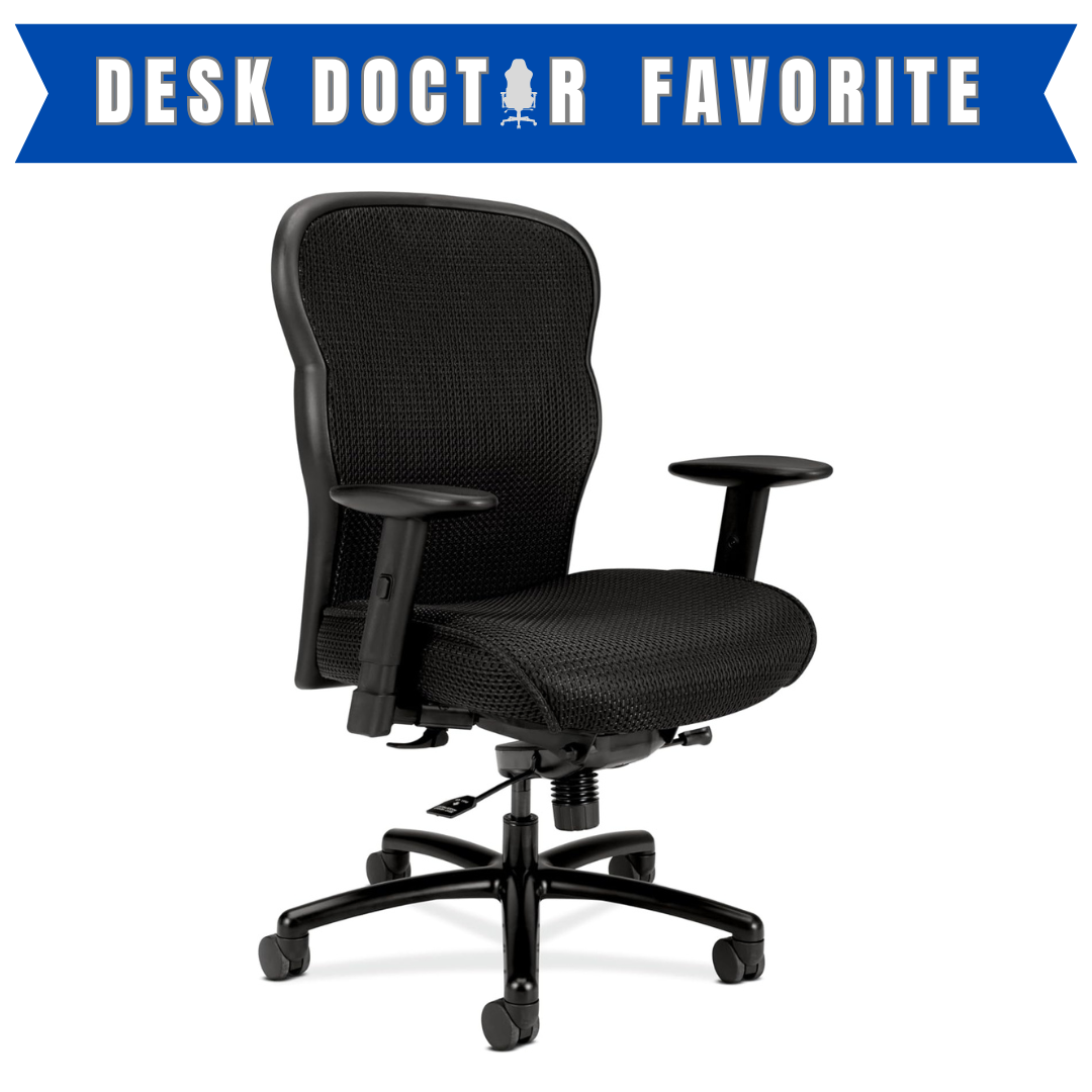 HON Wave Big and Tall Office Chair with Adjustable Arms, 450 lbs Capacity, Ergonomic, Breathable Mesh Desk Chair with Wheels, 360° Swivel, Heavy Duty Tilt Recline