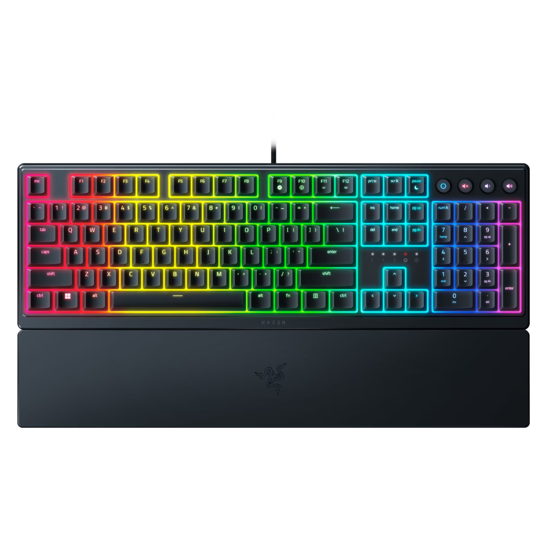 Razer Ornata V3 Full-Size Wired Mecha-Membrane Gaming Keyboard for PC, Chroma RGB, Black