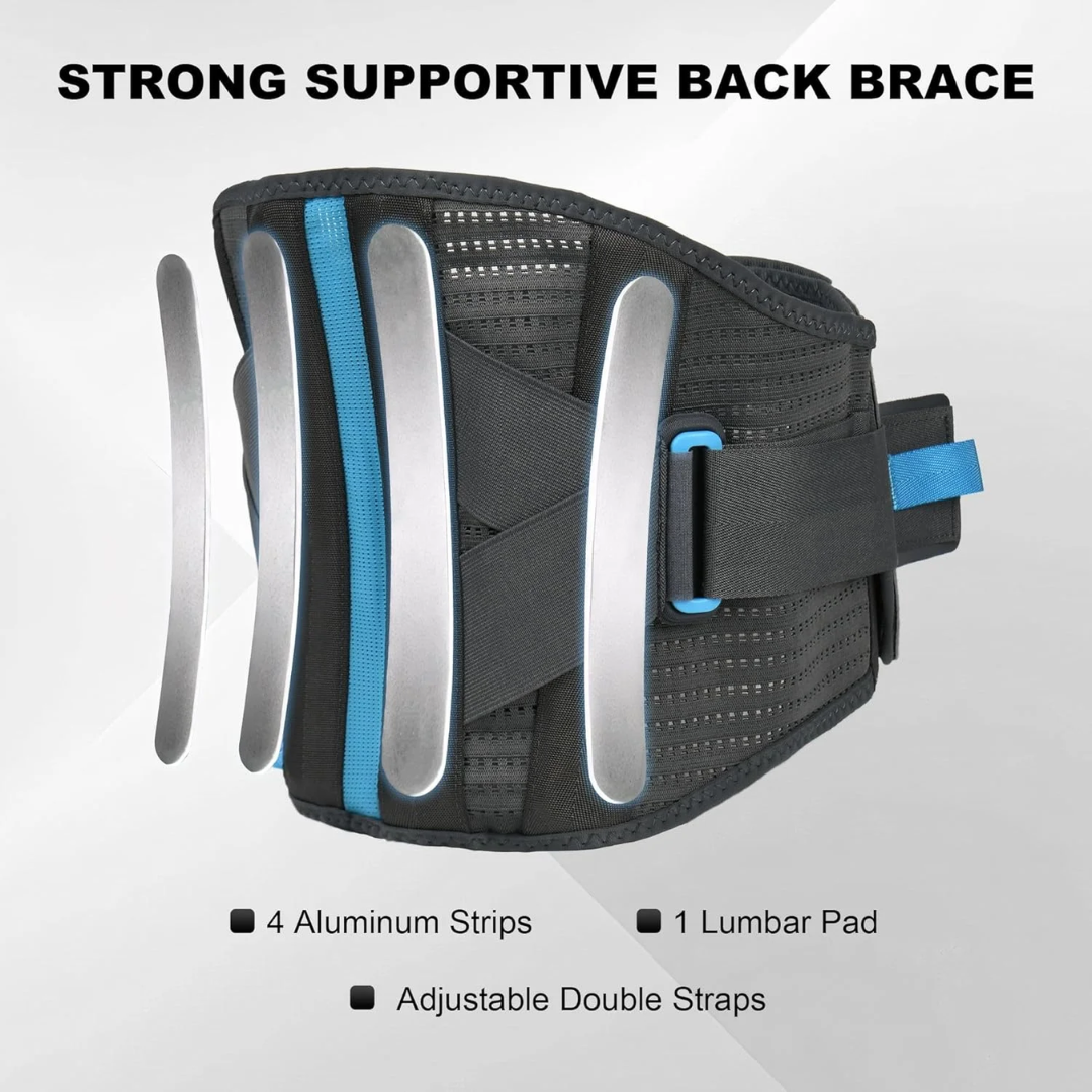 Timtakbo Back Brace for Lower Back Pain - Lumbar Support with Dual Adjustable Straps for Men & Women, Herniated Disc & Sciatica Relief (L/XL: 29.5"-37.5")