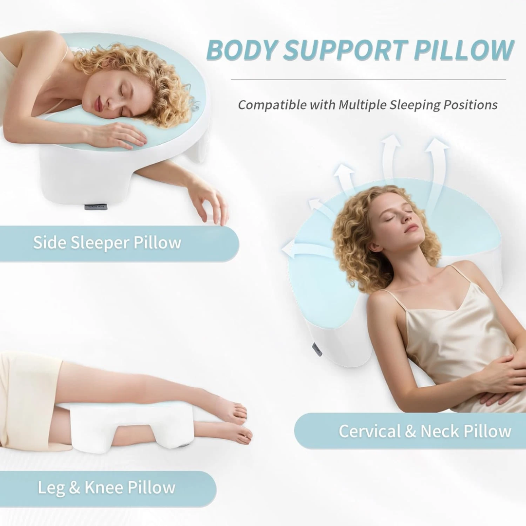 Side Sleeper Pillow with Arm Hole, 2PCS Pillowcase, Ergonomic Cooling Arm Pillow