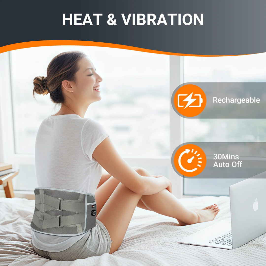 Comfytemp Battery-Powered Waist Belt with Heating and Massage (Grey)