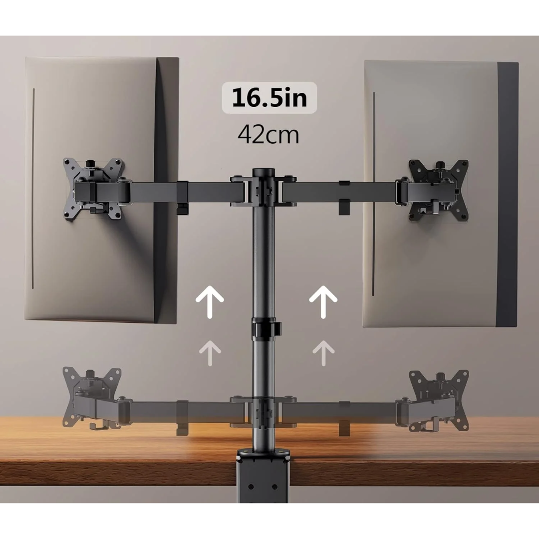 Dual Monitor Stand for 13"-32" Screens - Fully Adjustable Monitor Mount, Up to 17.6 lbs per Arm