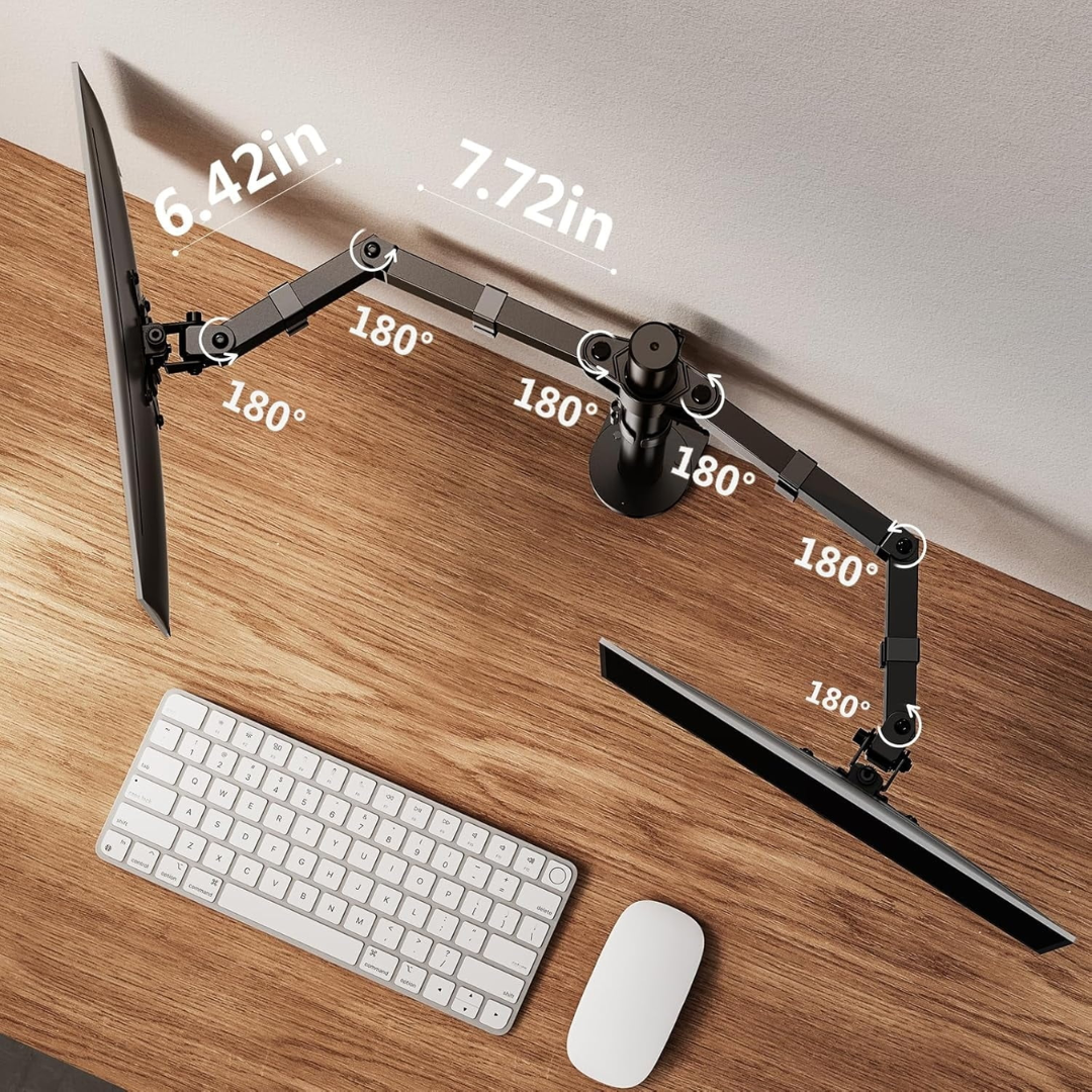 Dual Monitor Stand for 13"-32" Screens - Fully Adjustable Monitor Mount, Up to 17.6 lbs per Arm
