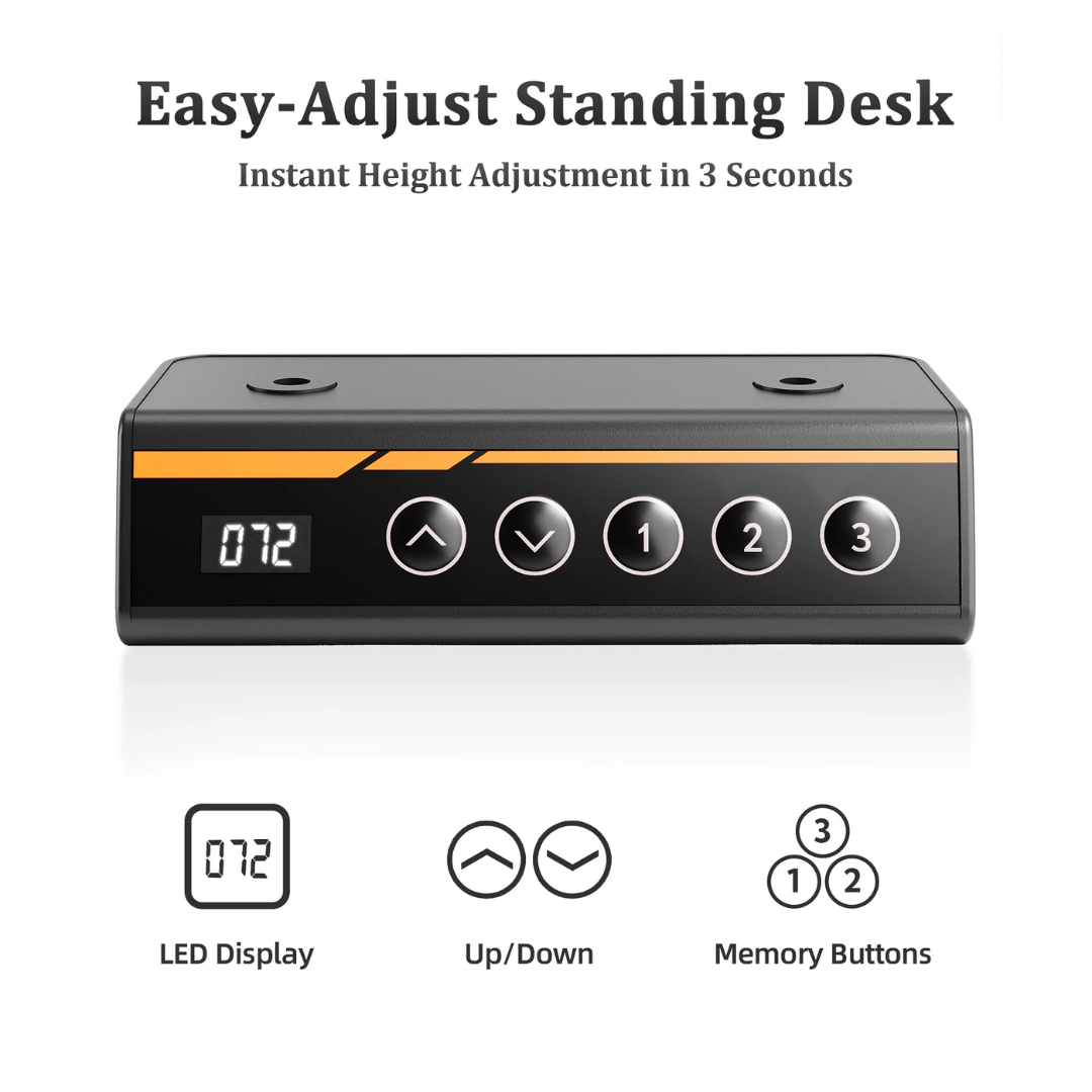 INNOVAR Electric Standing Desk - 48" x 24" Adjustable Height Sit-Stand Desk with Splice Board for Home Office (Black Frame/Black Top)