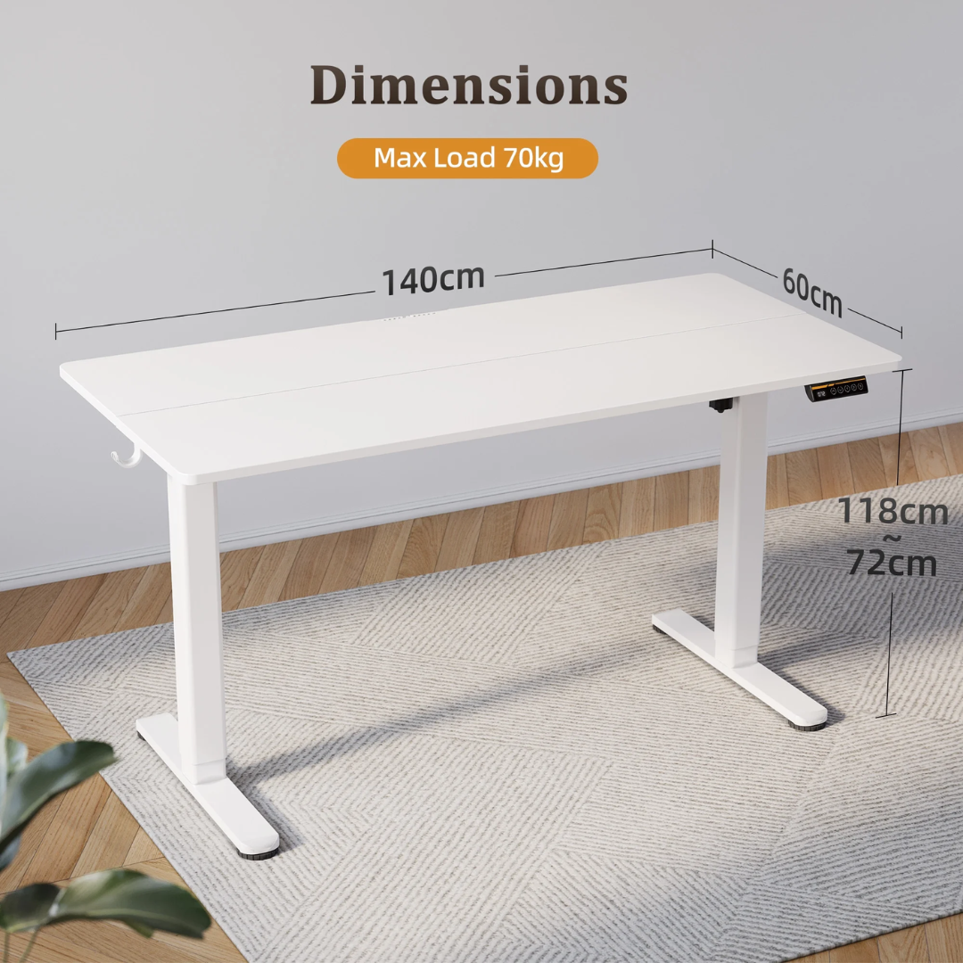 INNOVAR Electric Standing Desk - 55" x 24" Adjustable Height Sit-Stand Desk with Splice Board for Home Office (White Frame/White Top)