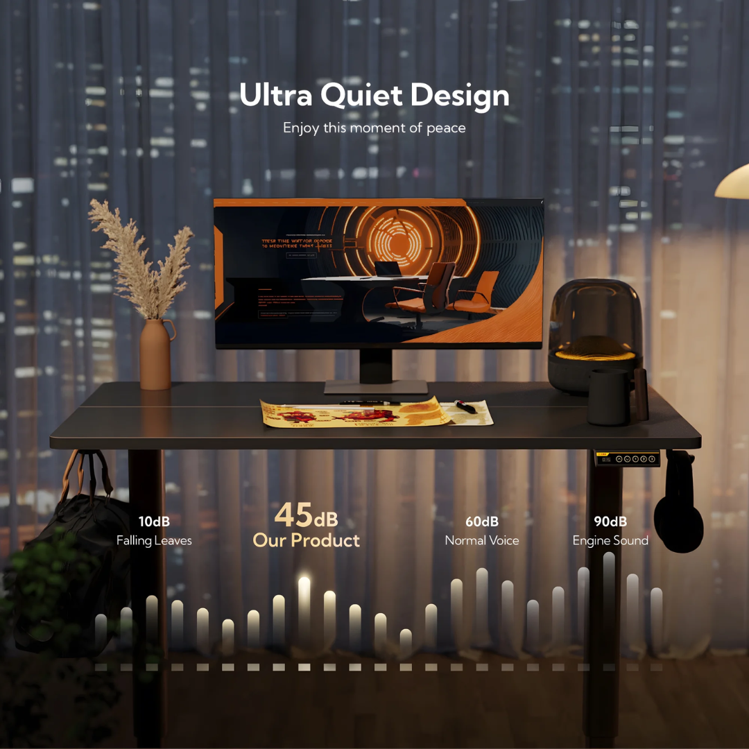 INNOVAR Electric Standing Desk - 63" x 24" Adjustable Height Sit-Stand Desk with Splice Board for Home Office (Black Frame/Black Top)