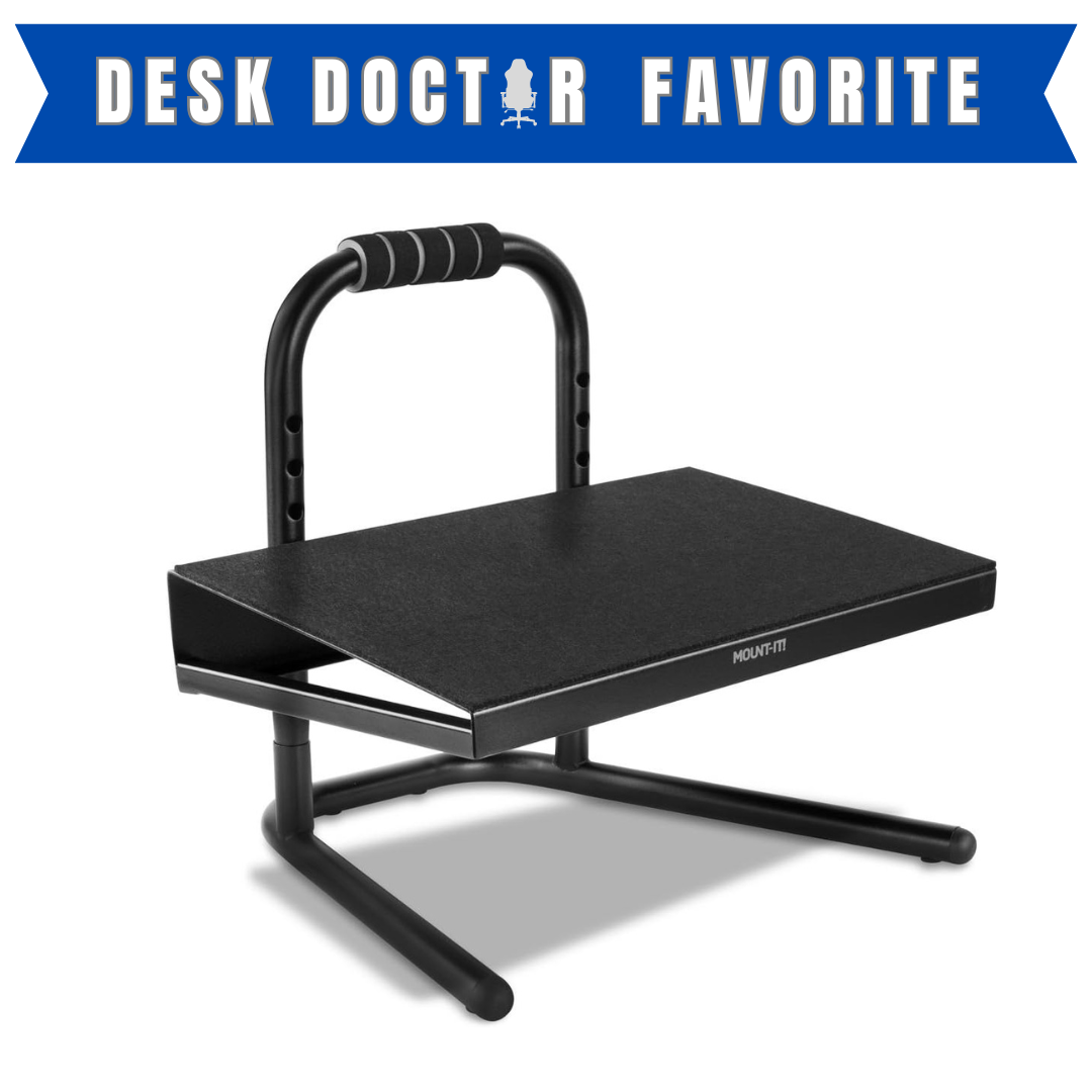 Mount-It! Height Adjustable Foot Rest for Standing and Sitting, Freestanding Under The Desk Footrest with Handle and Six Height Settings, Anti-Slip Padded Surface