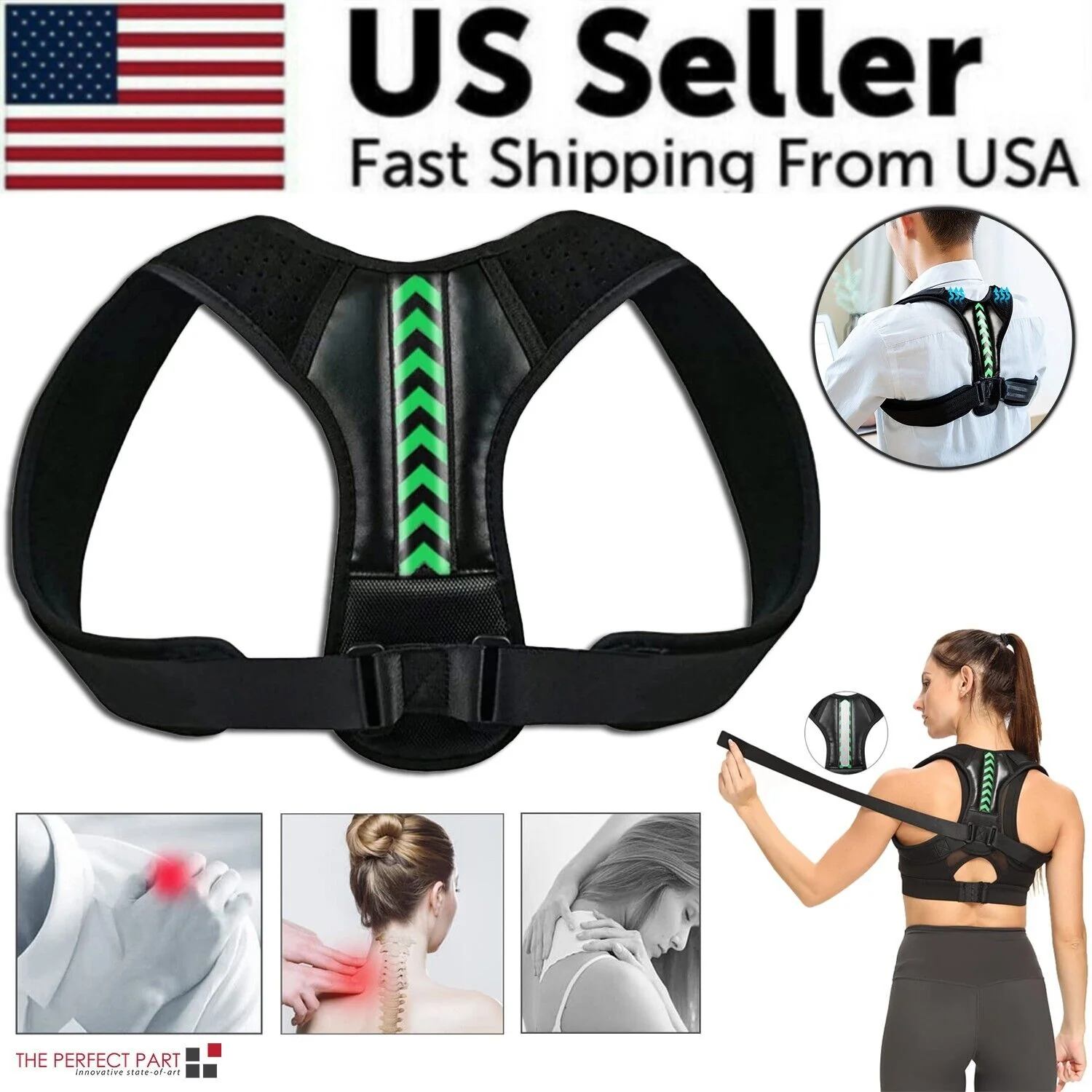 Adjustable Shoulder Support Posture Corrector - Back Pain Relief Brace Belt Strap