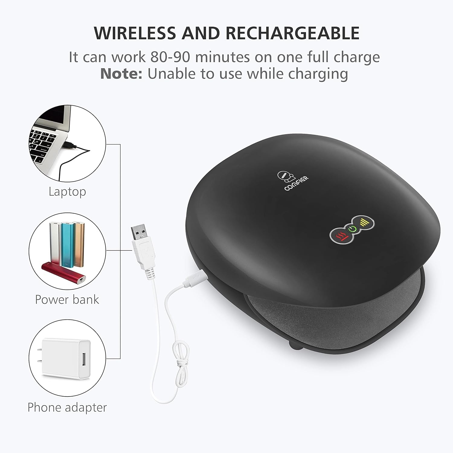 Wireless Hand Massager with Heat -3 Levels Compression & Heating,Rechargeable Hand Massager Machine for Carpal Tunnel,Ideal Gifts for Women (Black)