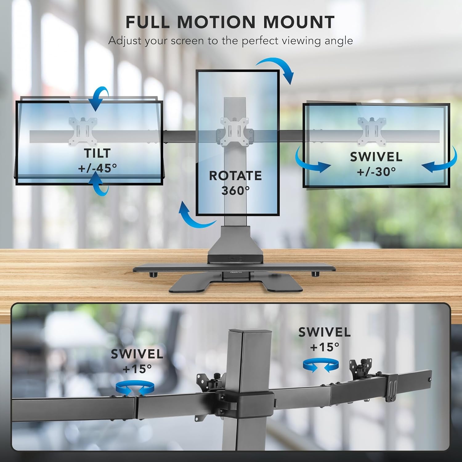 Triple Monitor Electric Standing Desk Converter - 3 Screens Stand up Desk Riser - Height Adjustable Desktop & 3 Mounts for Screens up to 32", Sit-Stand Convertor for Home, Office, School