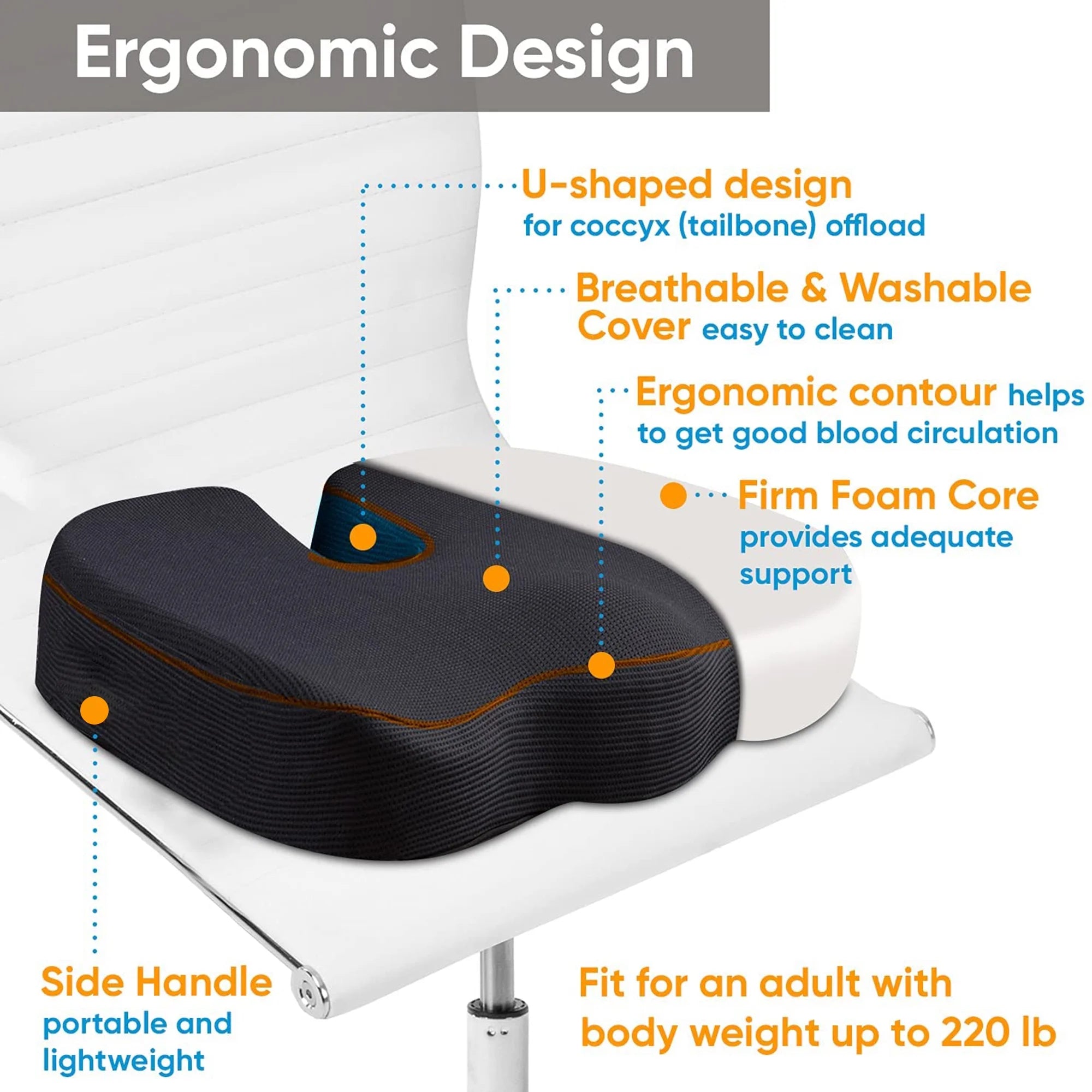 Memory Foam Seat Cushion - Chair Pillow, Drive Universal Gel and Memory Foam Posterior Seat Cushion