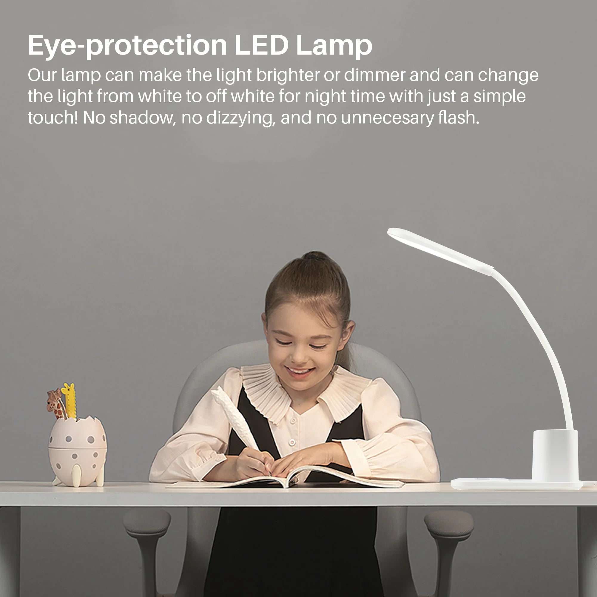 Led Desk Lamp for an Office in Home with Pen Holder and Wireless Charger- 3 Modes Dimmable LED Table Lamp with Flexible Gooseneck