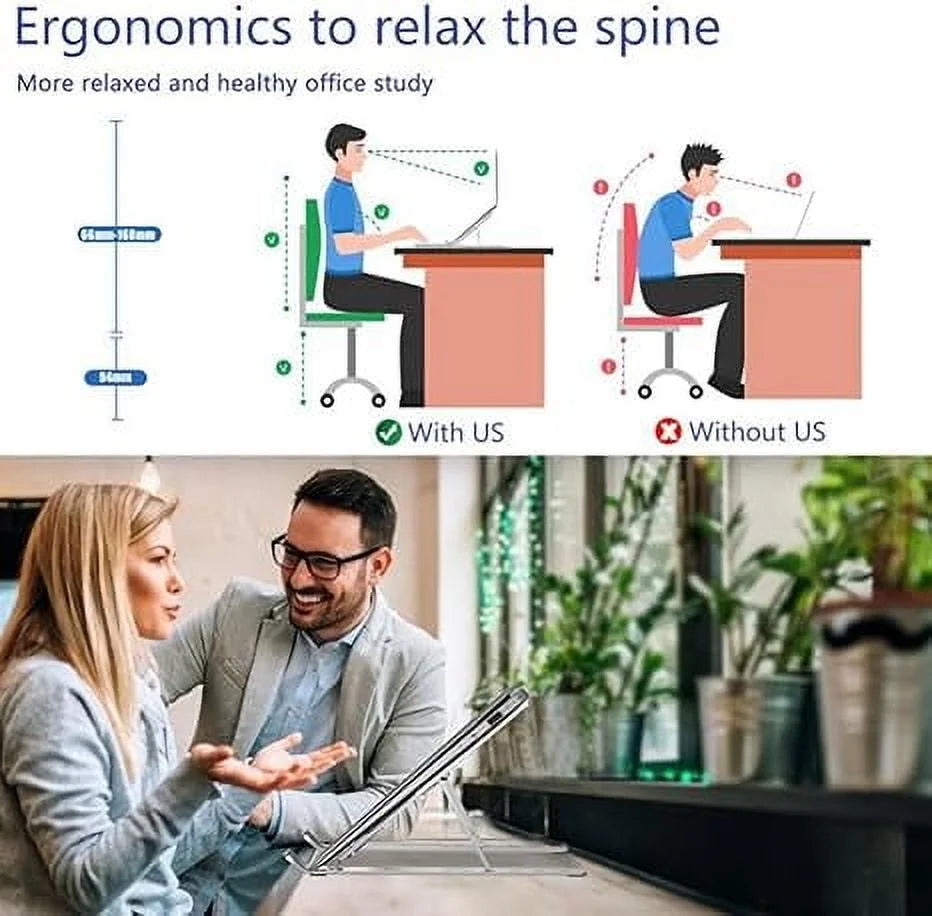 Laptop Stand for Desk, Adjustable Laptop Riser Abs+Silicone Foldable Portable Laptop Holder, Ventilated Cooling Notebook Stand for 10-15.6” Laptops