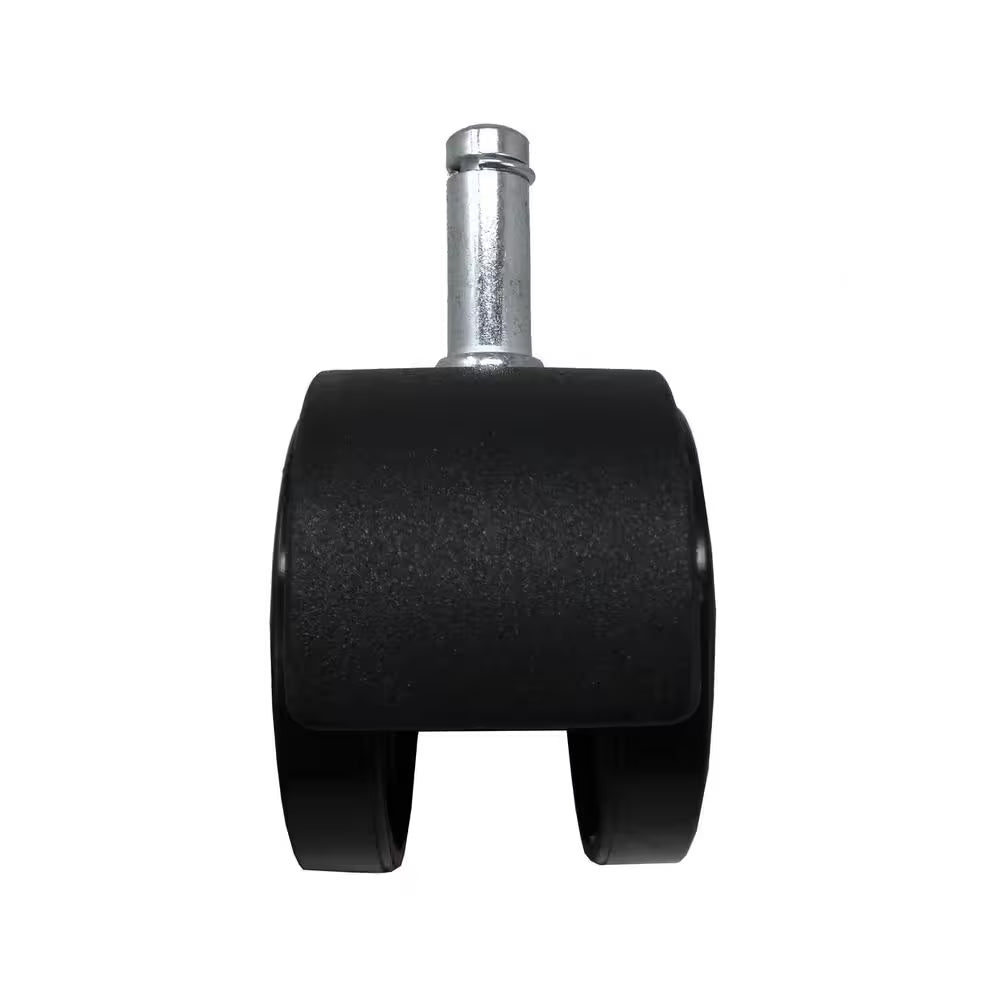 2 In. Black Plastic and Steel Twin Wheel Swivel Friction Grip Stem Office Chair Caster with 75 Lb. Load Rating