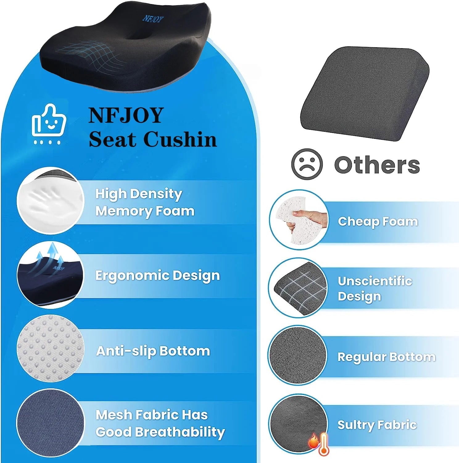 Donut Pillow for Tailbone Pain Office Chair Cushion Car Seat Cushion Hemorrhoid Pillow Memory Foam Seat Cushion Coccyx Cushion Butt Pillow Wheelchair Cushion, Black